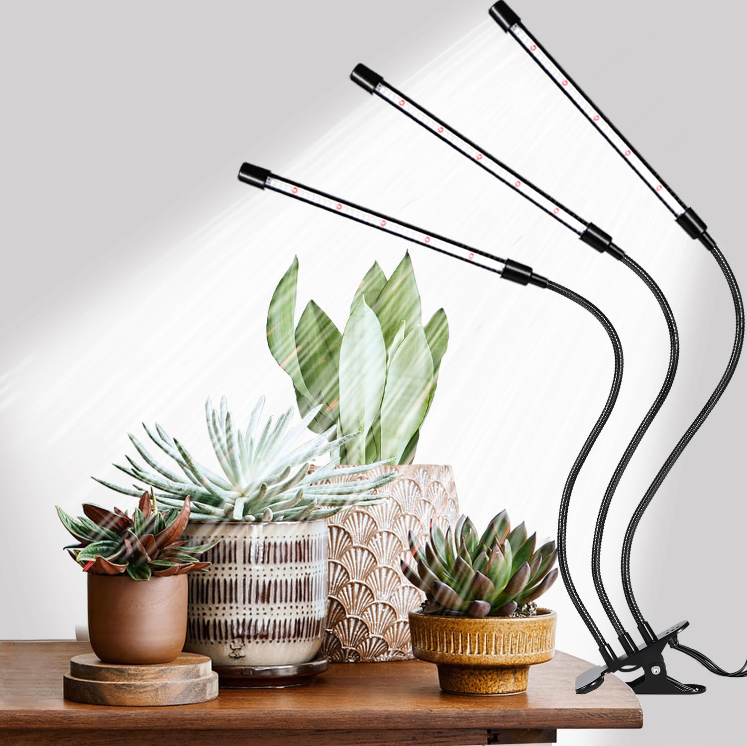 Black Grow Lights for Indoor Plants  126LEDs Clip Plant Lights  Full Spectrum LED Plant Growing Lamps with Flexible Gooseneck 4/8/12/18H Timer  3 Spectral Modes  10 Dimmable Levels 3 Head 1 Pack