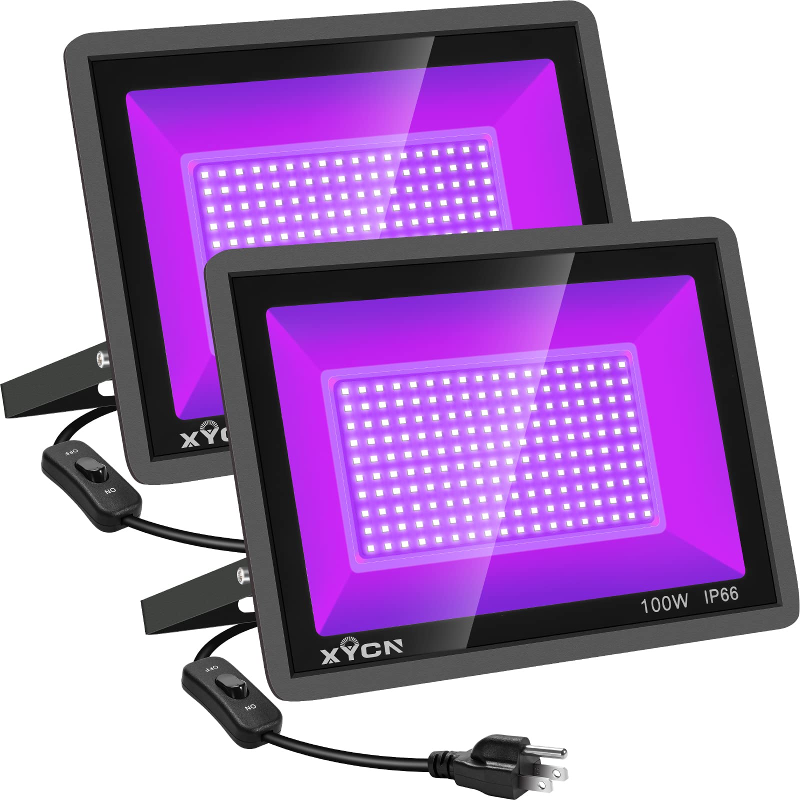 Xycn 2 Pack 100W Led Black Light, Waterproof Flood Light For Glow Parties & Halloween