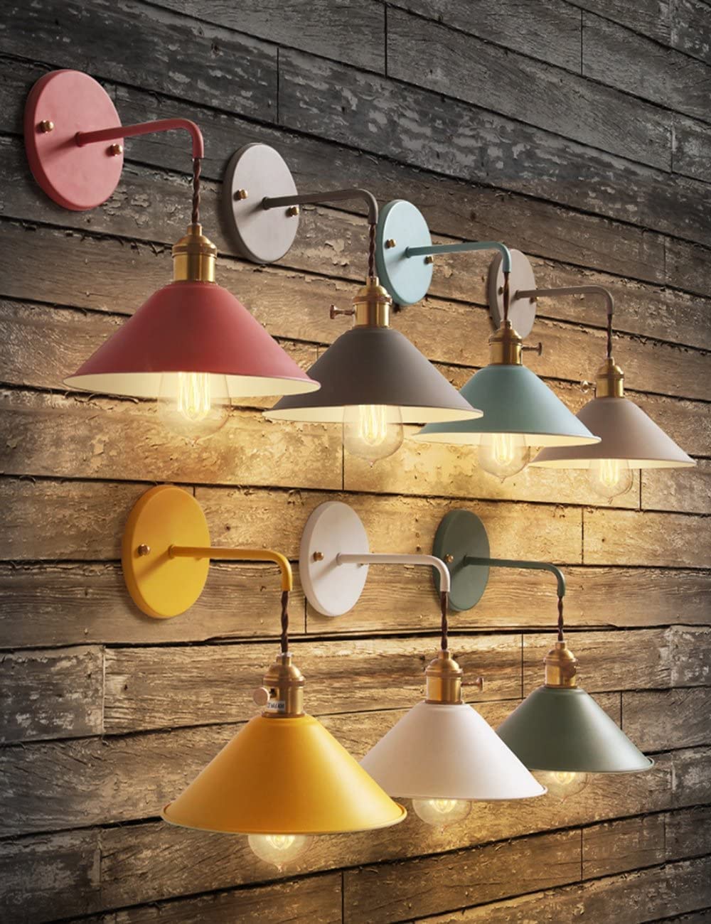 iYoee Gray Plug-in Wall Sconces Set of Two, E26 Brass Lamp Holder, 2 Pack