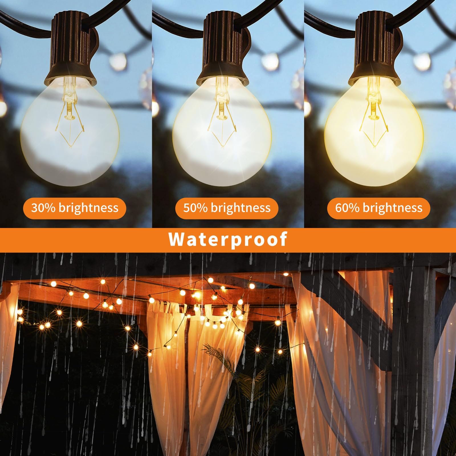 HINUAXBULB 40W G50 Wax Warmer Bulbs - 8 Pack, Clear Fiberglass, Incandescent E12 Base for Indoor/Outdoor Use