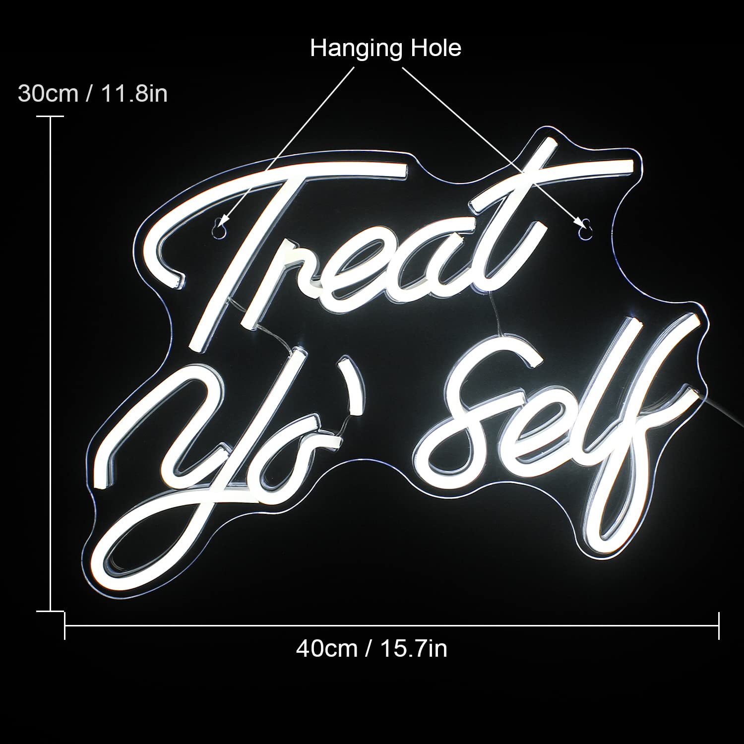 FAXFSIGN Neon Sign - USB LED Word Light for Bedroom, 15.75inx11.81in, Colorful White Acrylic, Model: Neon