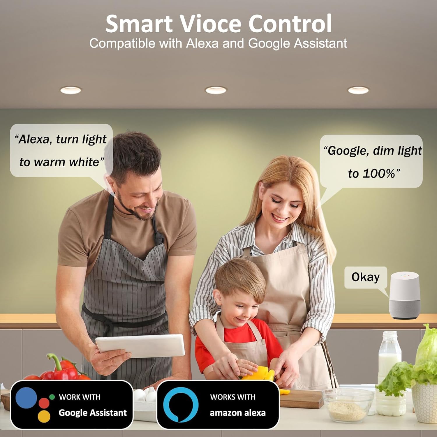 inShareplus Smart Recessed Lighting, WiFi LED Downlight 5W, Dimmable 2700K-5000K, 2 Inch, Multicolor, Model SF-CO