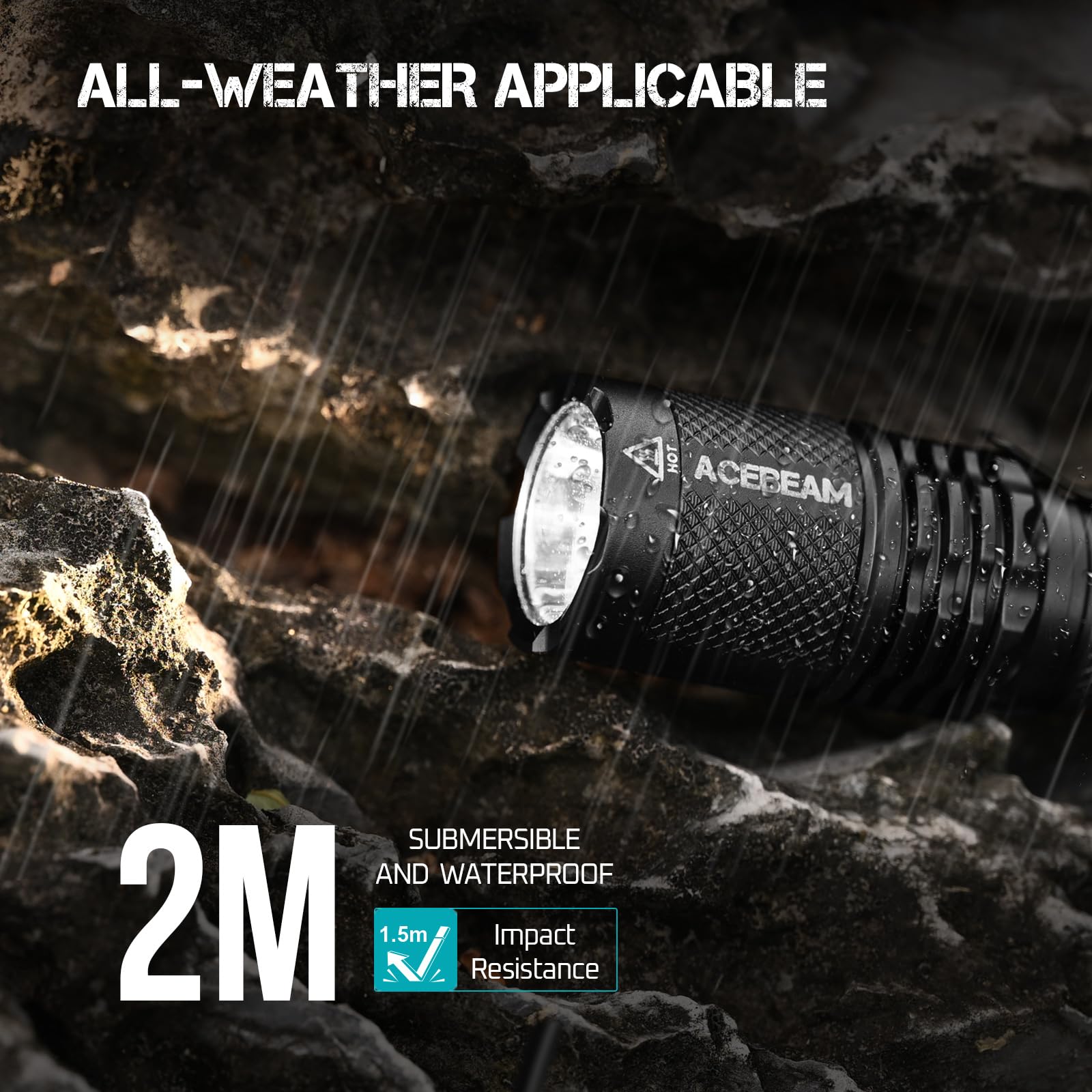 Acebeam Tac Aa 2.0 Longest-Range Aa Flashlight 280 Meters, 1000 High Lumens Tactical Edc Flashlight Rechargeable, 6 Modes Pocket