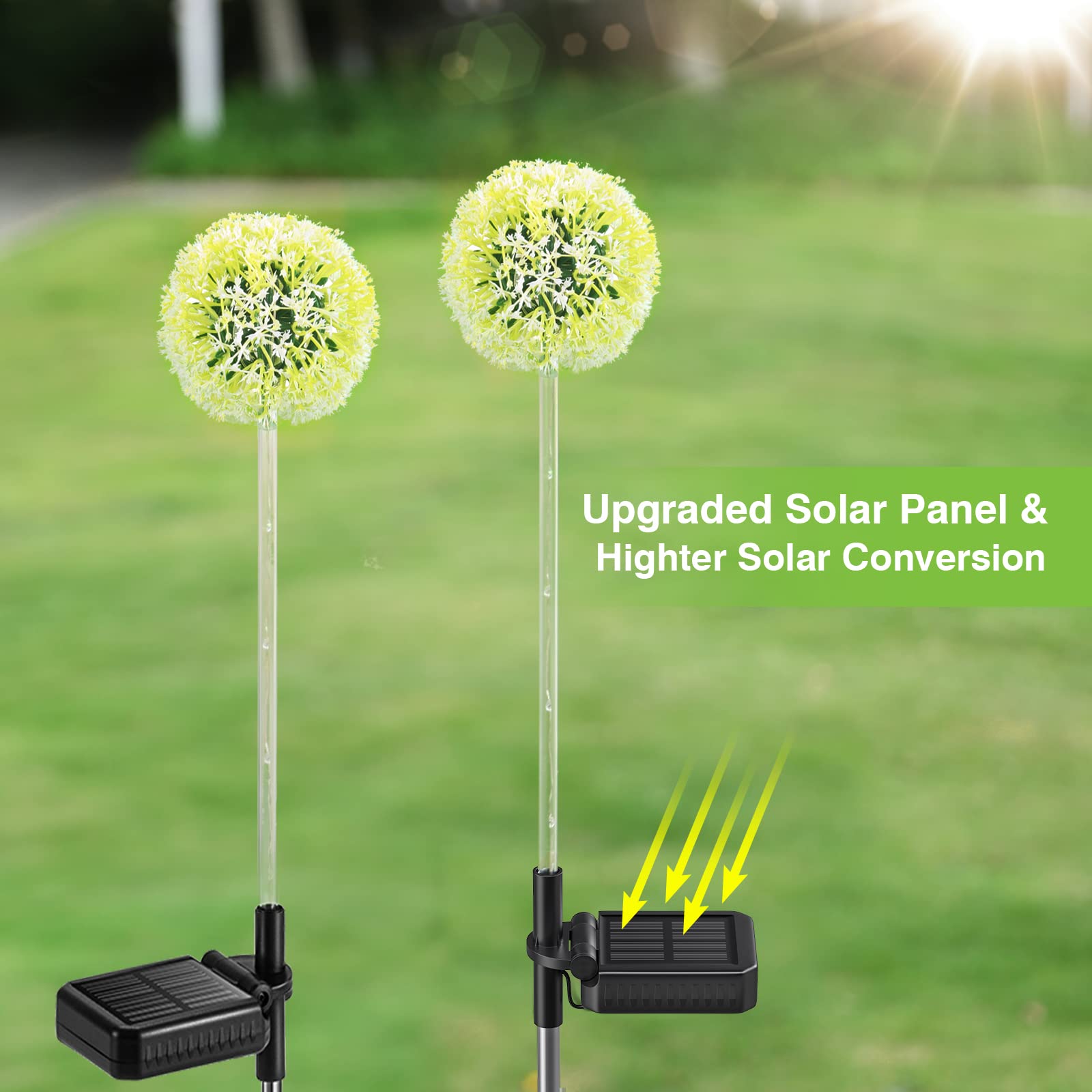 Bonlion 4 Pack Solar Garden Lights - Colorful Led Dandelion Decor, Waterproof Outdoor Lighting