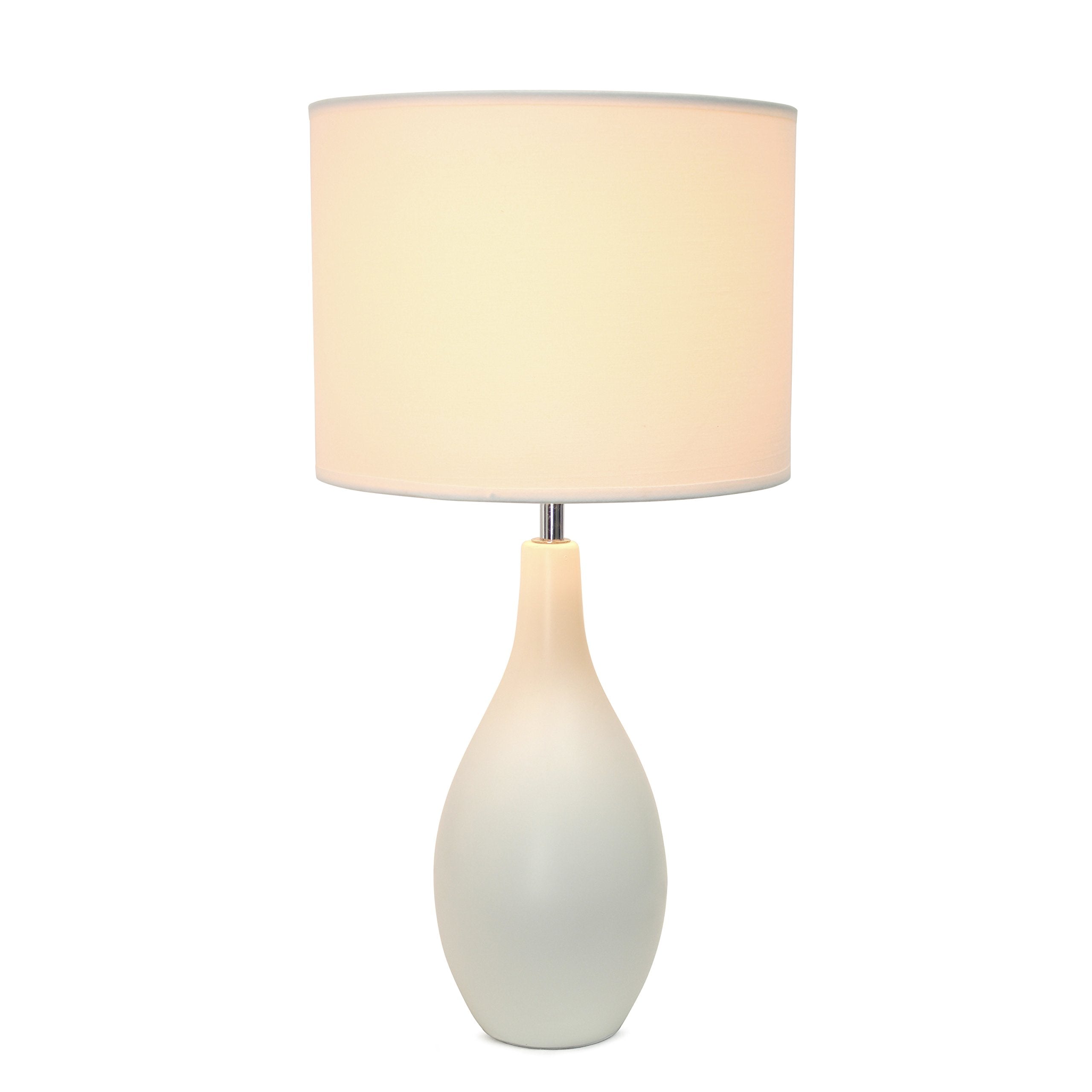 Simple Designs Lt2002-Off Oval Bowling Pin Base Ceramic Table Lamp, Off White