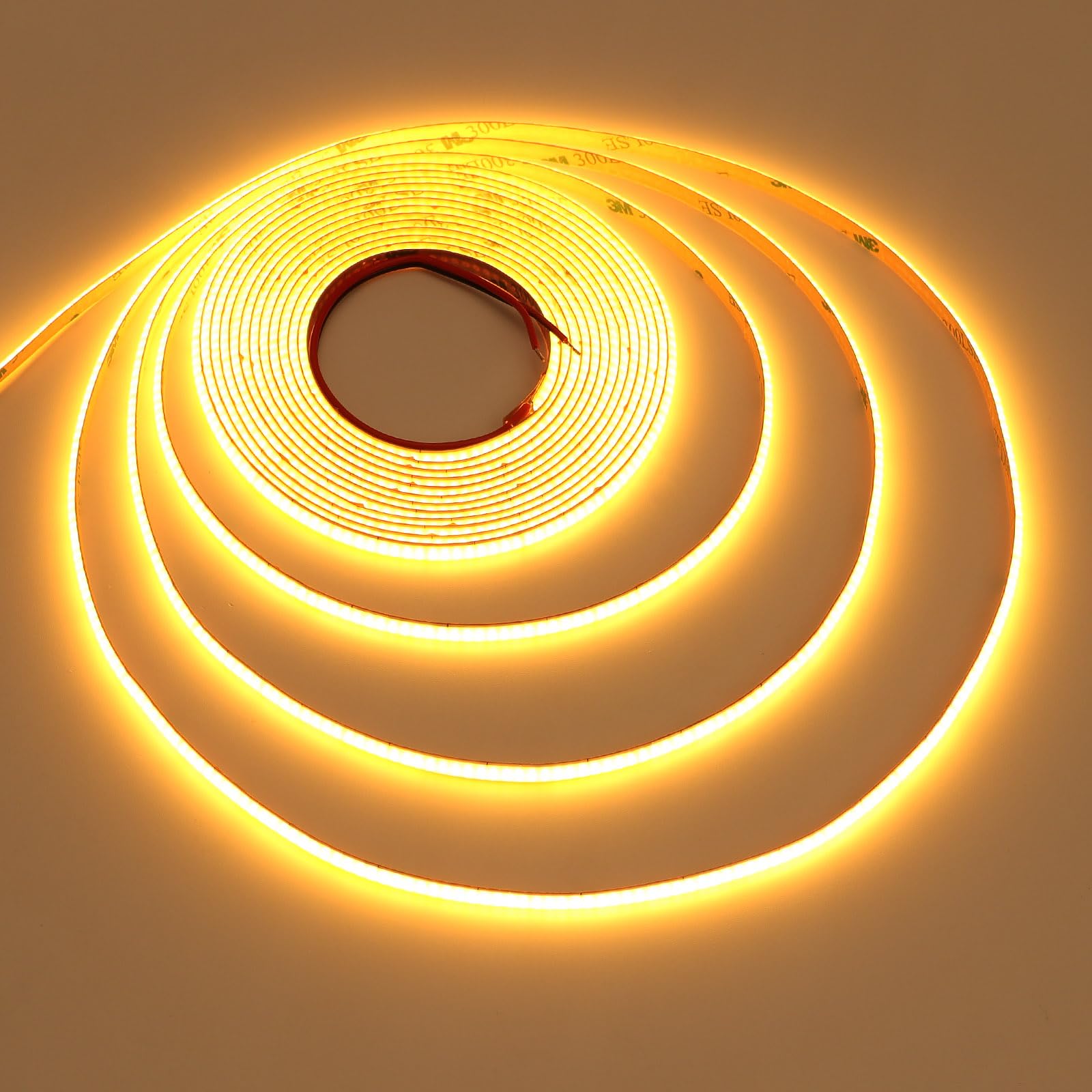 Topai 24V Thin 5Mm Gold Yellow Cob Led Strip 16.4Ft Narrow Led Tape Light Dotless 400Leds/M High Density Cuttable Flexible For Cabinet Home Diy Lighting Projects