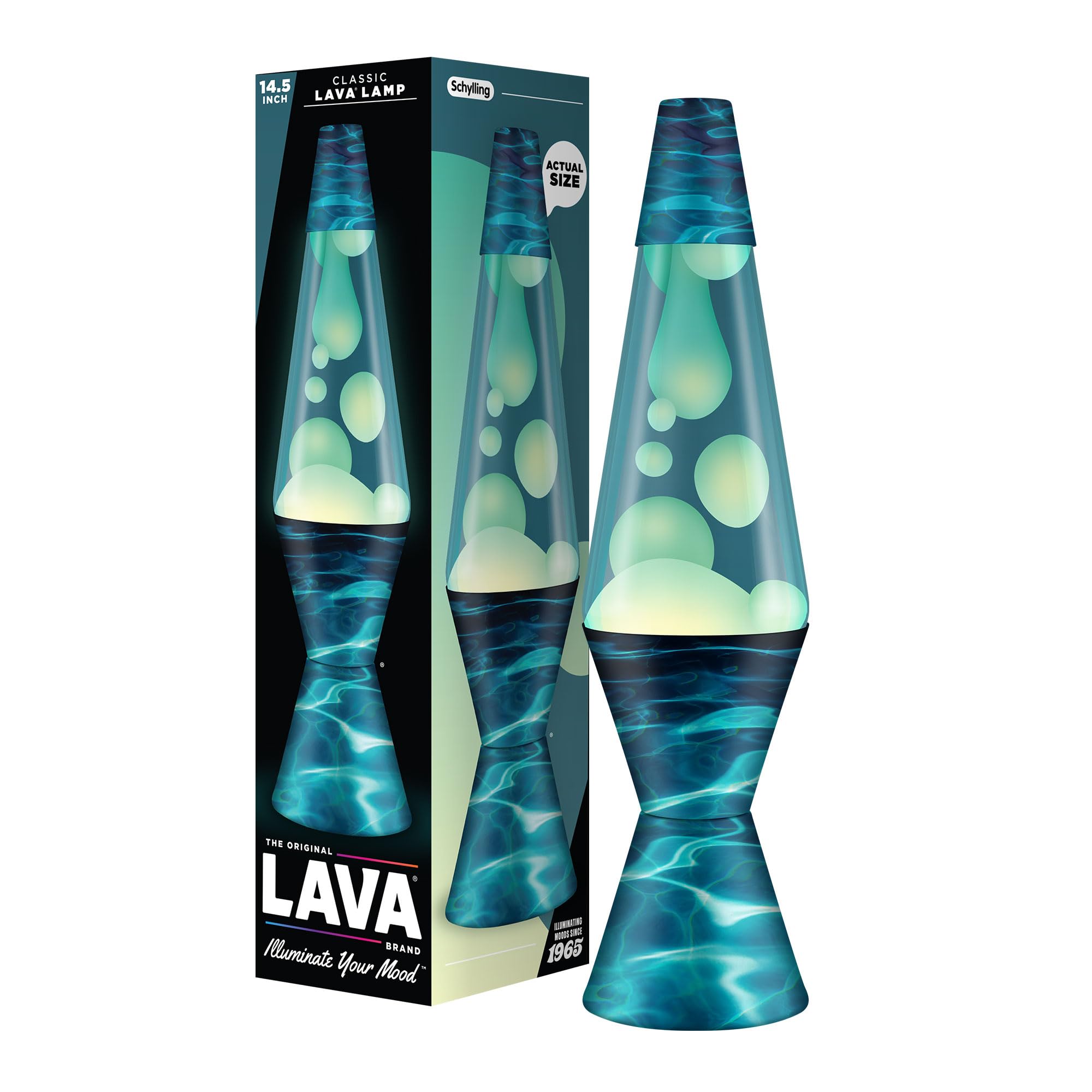 Lava Liquid Motion Lamp - 14.5in Night Swim - Blue Liquid, White Wax - Model 2095 - Large Glass Lamp