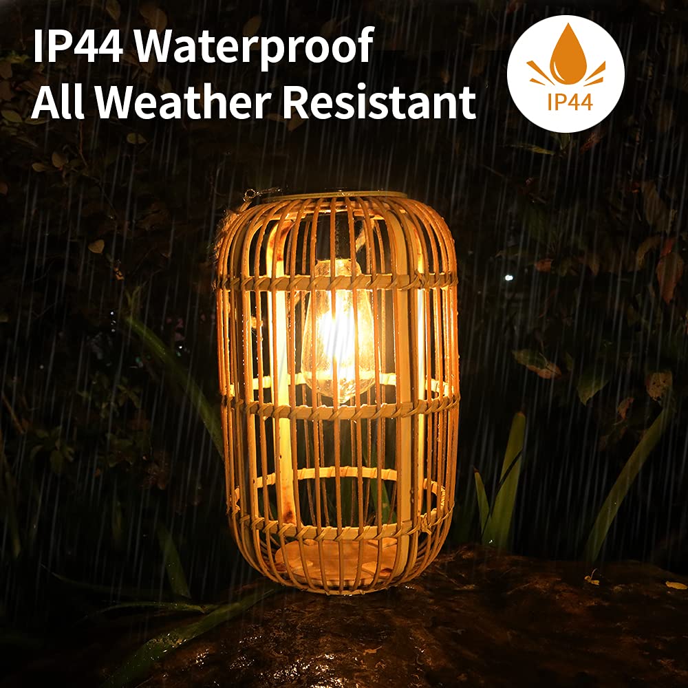 Livinlarge Solar Lantern - Outdoor Waterproof Hanging Rattan with Handle, Multicolor, Model HSL432 for Garden Patio Decoration