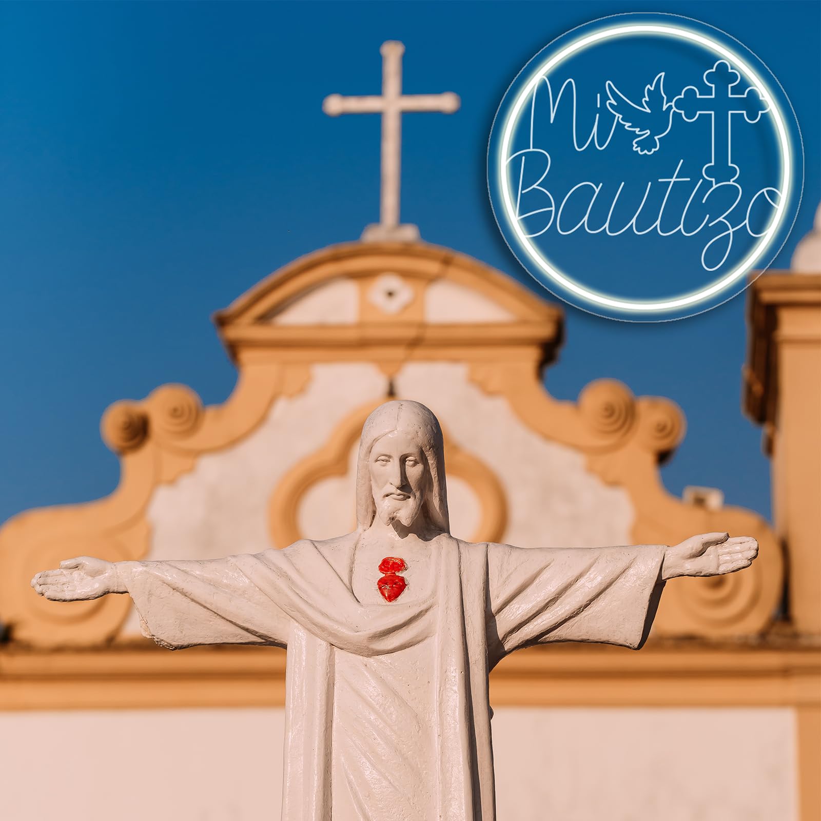 INSNEnN Neon Sign for Baptism Decorations, 13.4x13.4 Inches, Acrylic, Mi Bautizo, Suitable for Room, Garden, and Birthday Party Decor