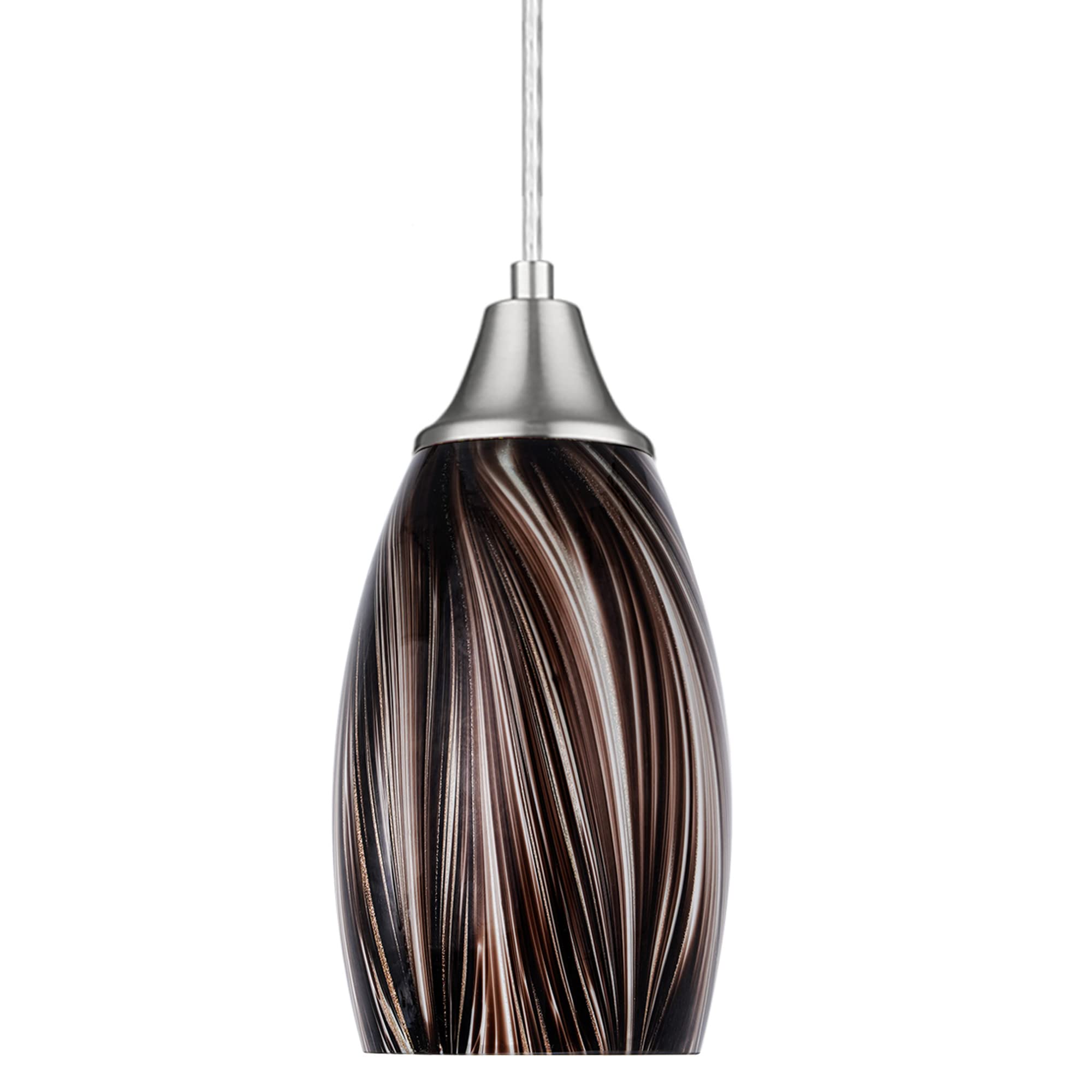 karyfine Mini Pendant Lights Kitchen Island,Blown Art Glass Pendant Light Fixtures with Brush Nickel Finish Coffee Brown Hanging