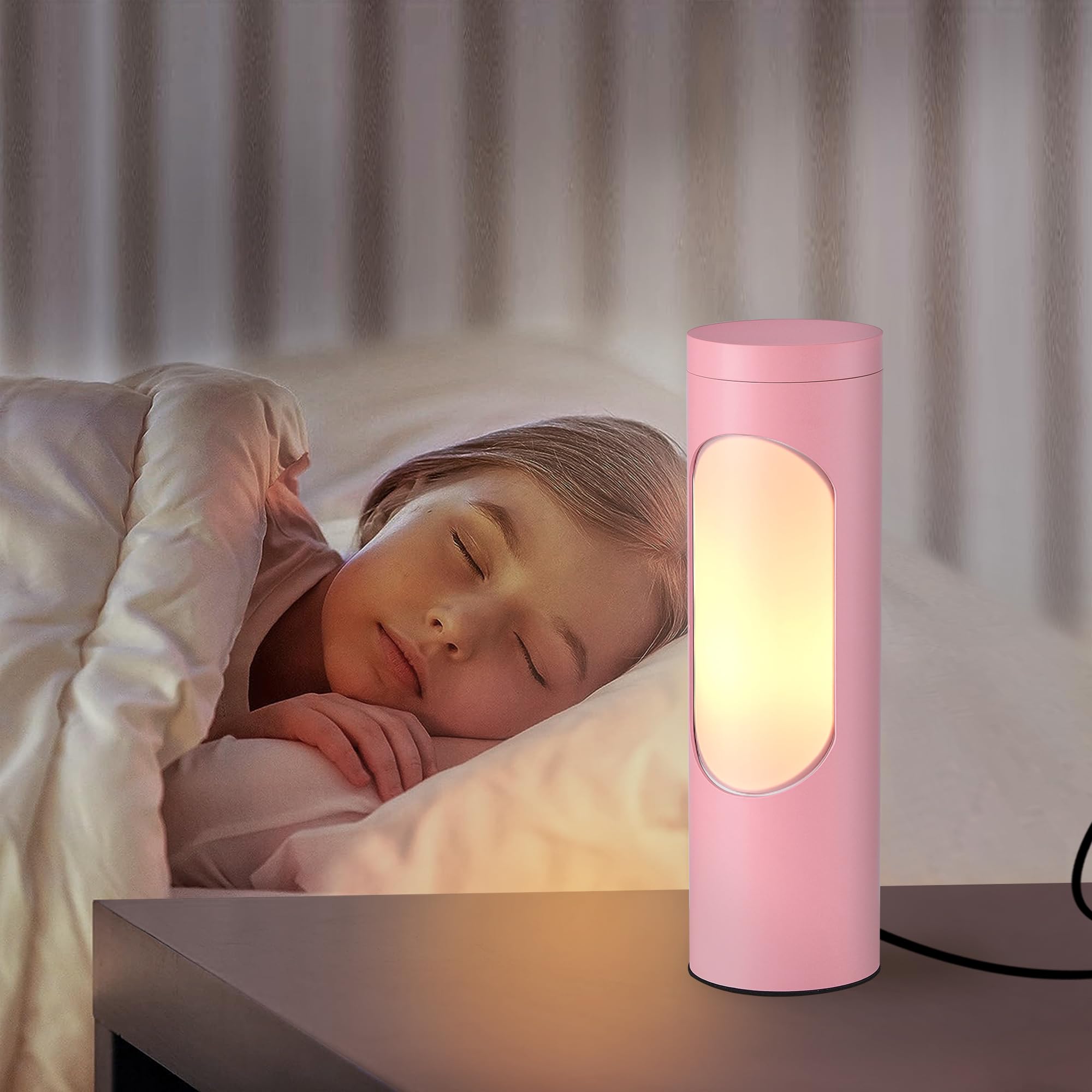 Lediary Pink Shabbos Lamp, 10.5 Table Lamp & Nightlight, Aluminum, T10 Bulb Included, 400Lm, 3000K
