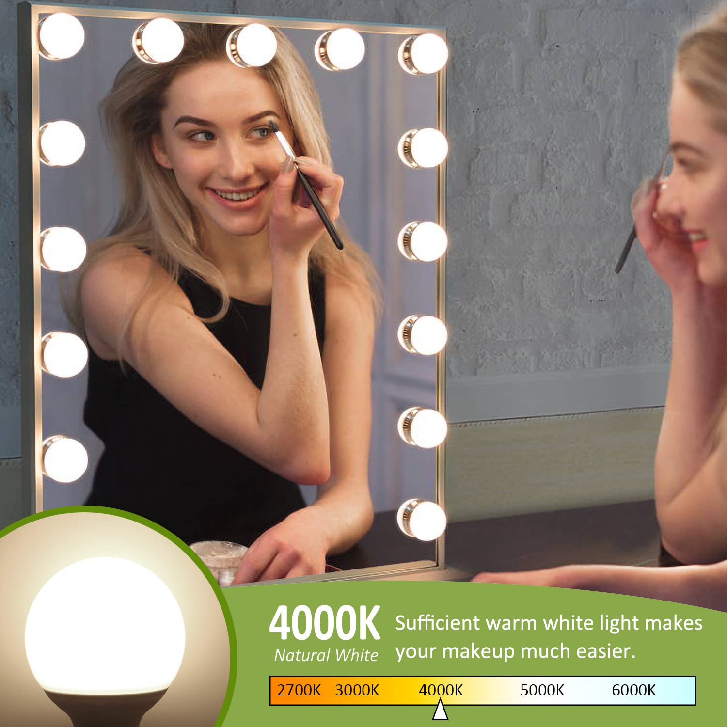 Giovar 8-Pack Led Bathroom Light Bulbs, 4000K Natural White Night Light Bulb, Non Dimmable Makeup Mirror Lights For Bedroom, E26
