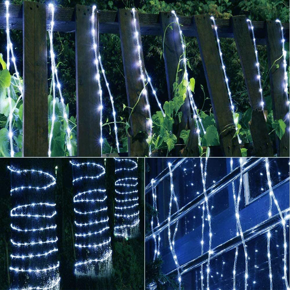 Xunata LED Rope Lights, 6.6ft Waterproof 2-Wire Tube Light Kit, PVC, White, for Outdoor and Home Decoration