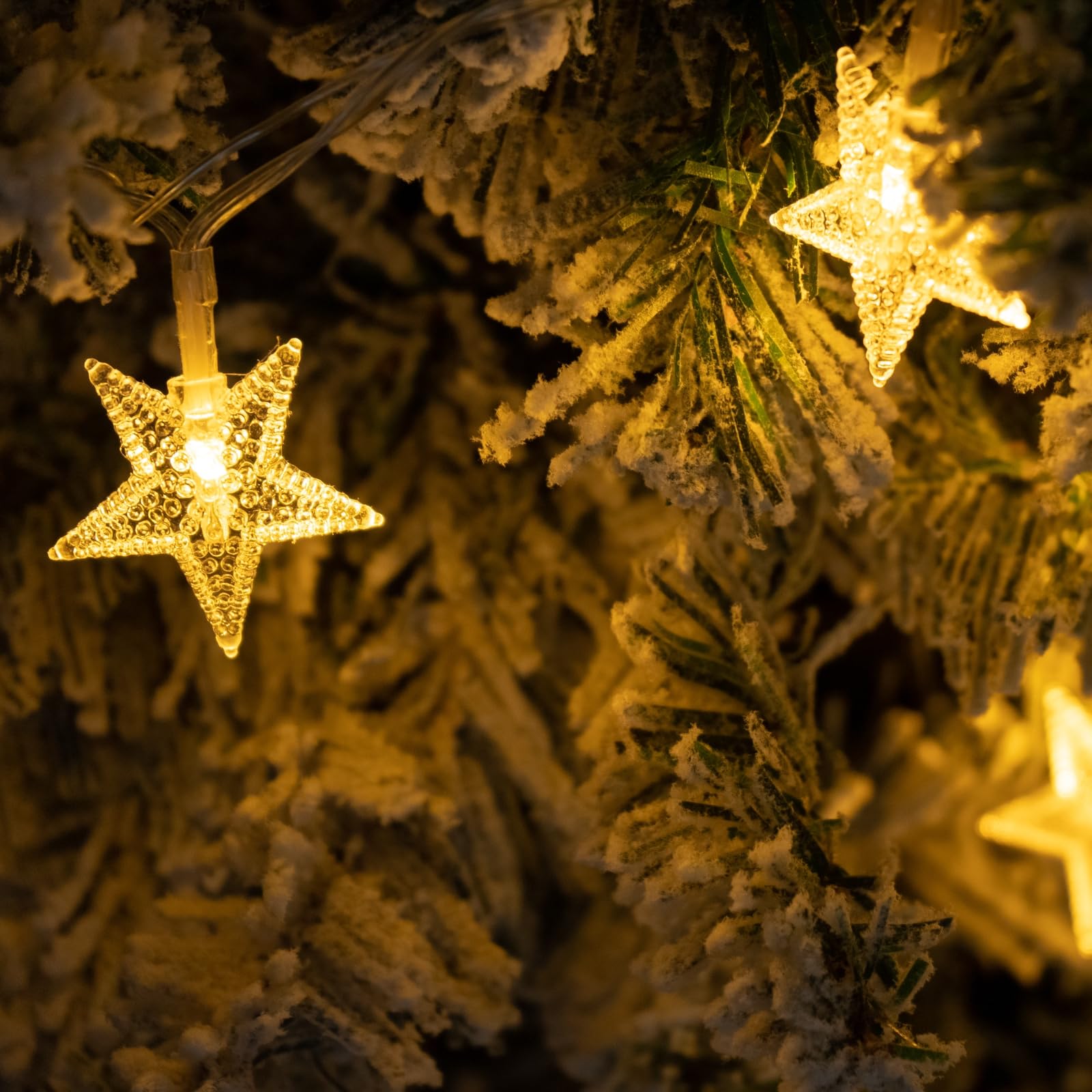 Twinkle Star 2-Pack 100 Led Star String Lights, Plug In Fairy String Lights Waterproof, Extendable For Indoor, Outdoor, Wedding Party, Christmas Tree, New Year, Garden Decoration, Warm White