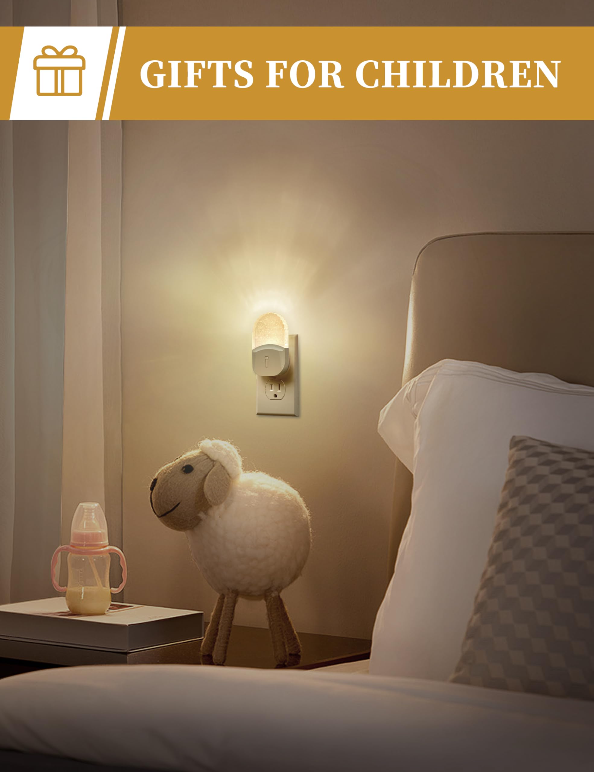 Doresshop Led Night Light, Baby Night Light [2 Pack], Plug In Night Light With Auto Dusk To Dawn Sensor, Adjustable Brightness Night Light For Kids, Bathroom, Bedroom, Nursery Room, Soft White 3000K