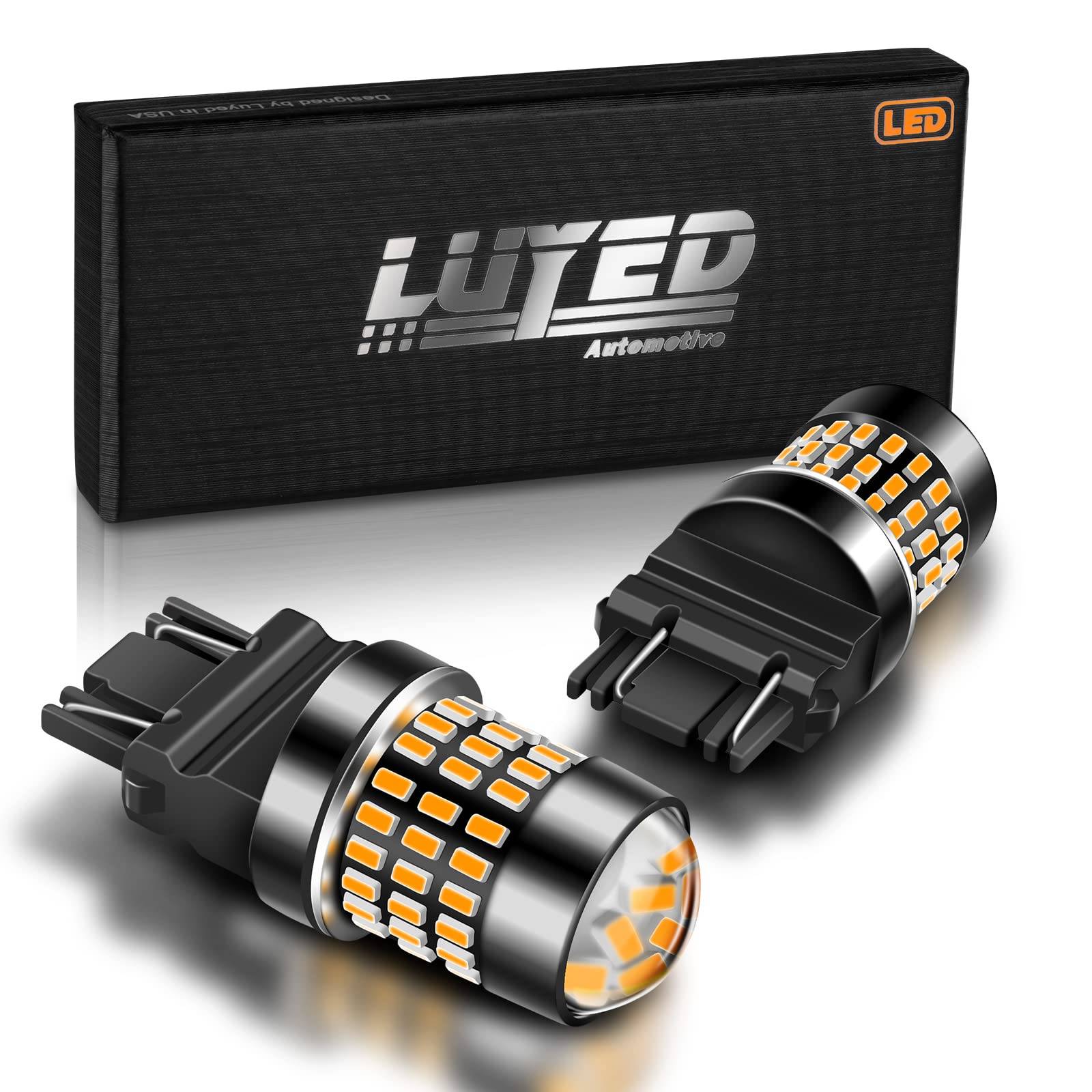 LUYED 3157 LED Bulb Amber Yellow 1800 Lumens Super Bright 3056 3156 3057 4157 LED Bulbs with Projector for Turn Signal Tail Brak