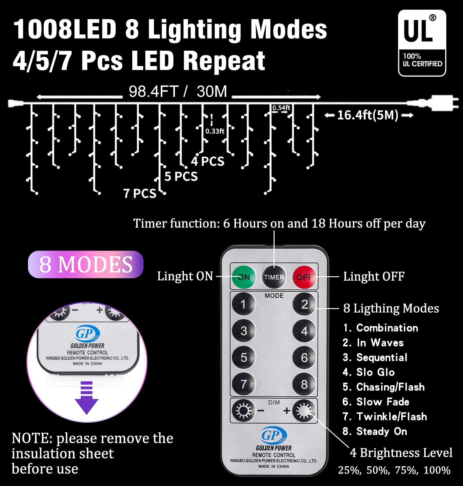Christmas Icicle Lights Outdoor Decorations 1008 Led 98.4 Ft Icicle String Lights With 189 Drops, 8 Modes Curtain Fairy Icicle L