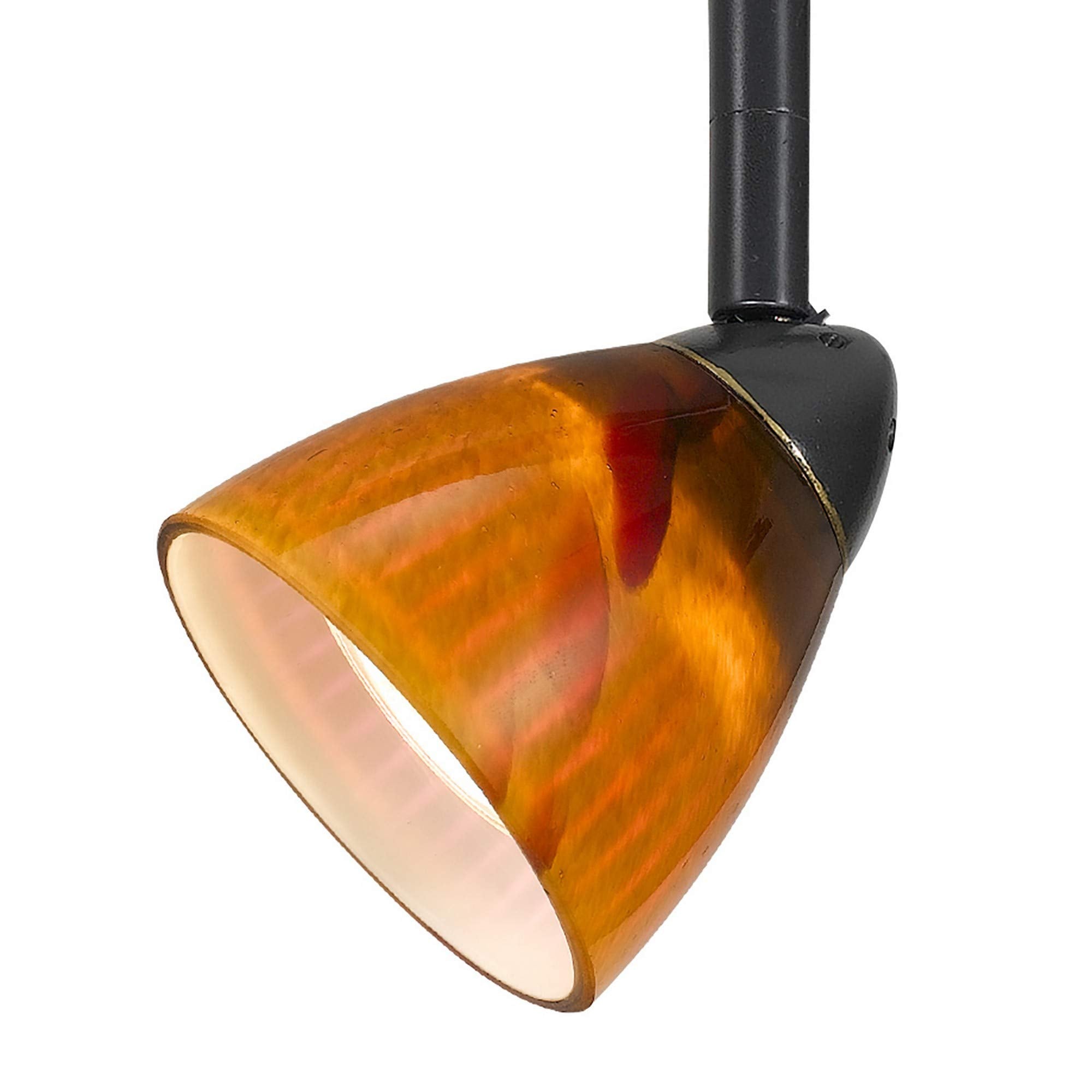 Benzara Hand Blown Glass Shade Track Light Fixture, Metal Frame, Dark Bronze, Model BM220755