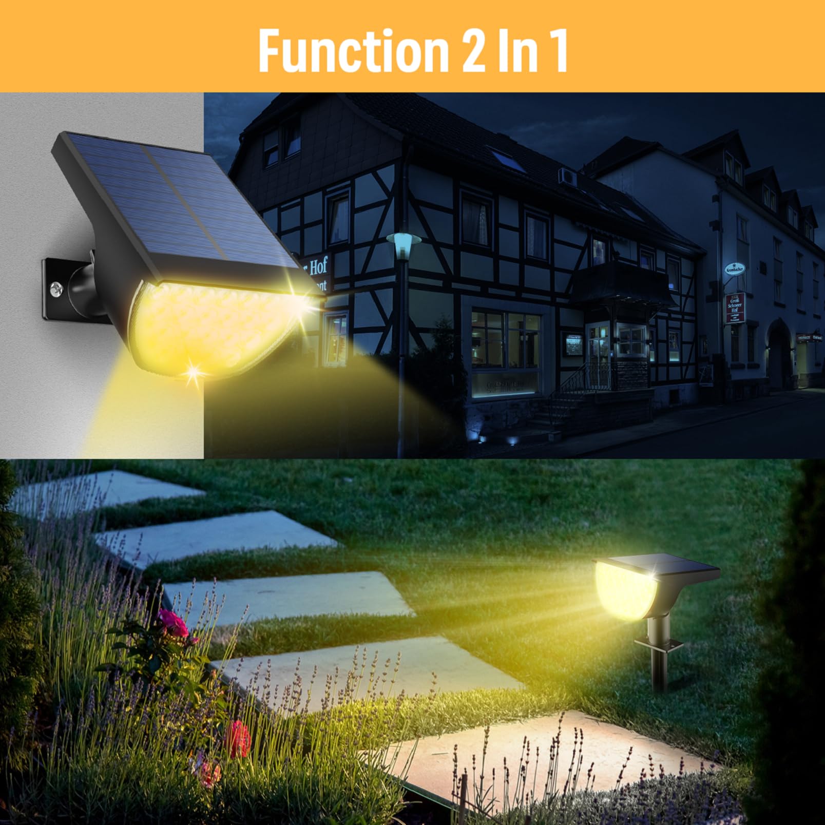 Gkgg Solar Lights Outdoor Waterproof Ip65, 76 Led 3 Lighting Modes Solar Spot Lights Yard Garden Landscape Pathway Outdoor Light
