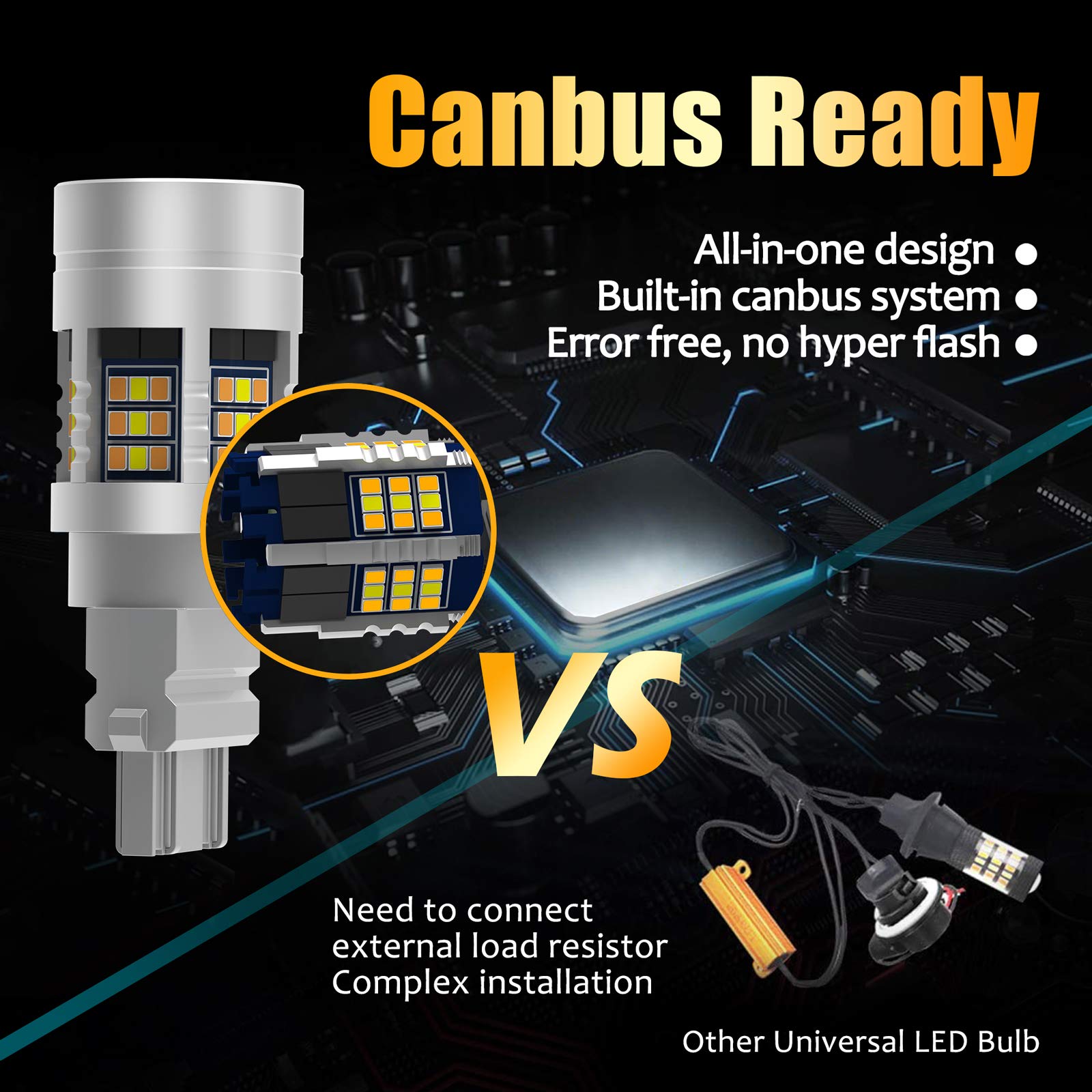Lighsta Canbus Anti Hyper Flash 3157 4157 3155 3457 Switchback Led Bulbs Dual Color For Amber Yellow Turn Signal Lights, White D