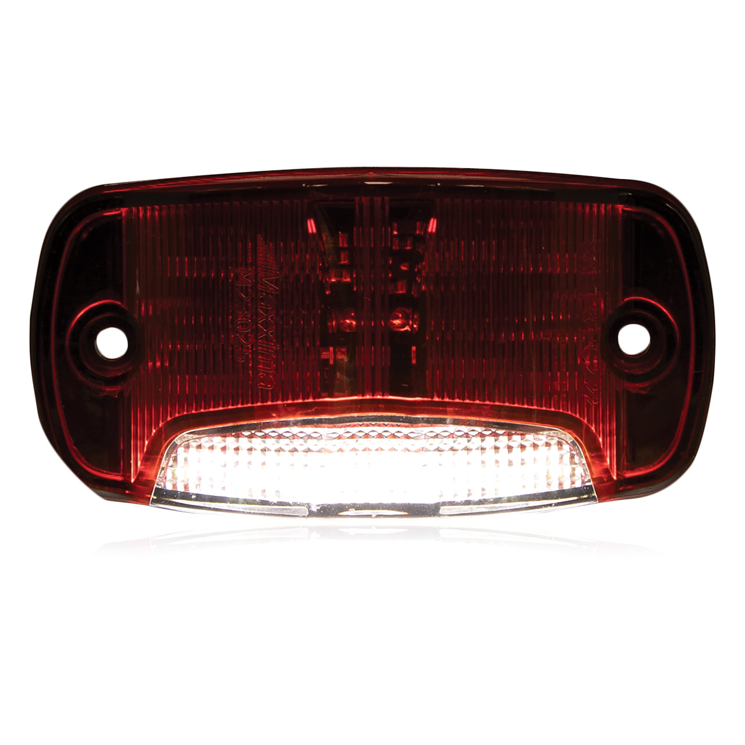 Maxxima Rectangular Clearance Marker P2PC, Red, Polycarbonate, 4in, Model M23025RW-DC, With White Ground Light
