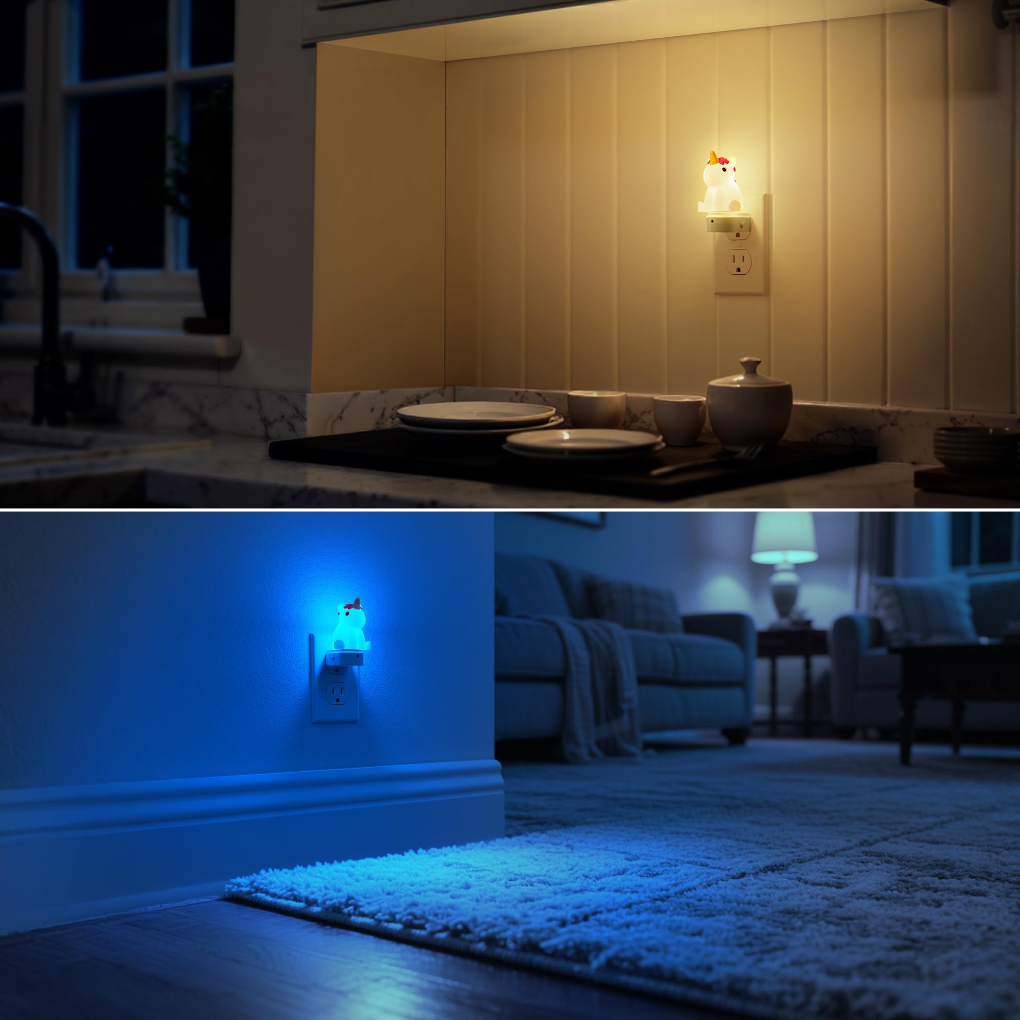 Doresshop Led Night Light For Kids[2 Pack]  3D Cute Unicorn Night Lights Plug Into Wall With Dusk To Dawn Sensor  Rgb+Soft White 3000K Night Light  Christmas Birthday Gift For Kids  Room Decor
