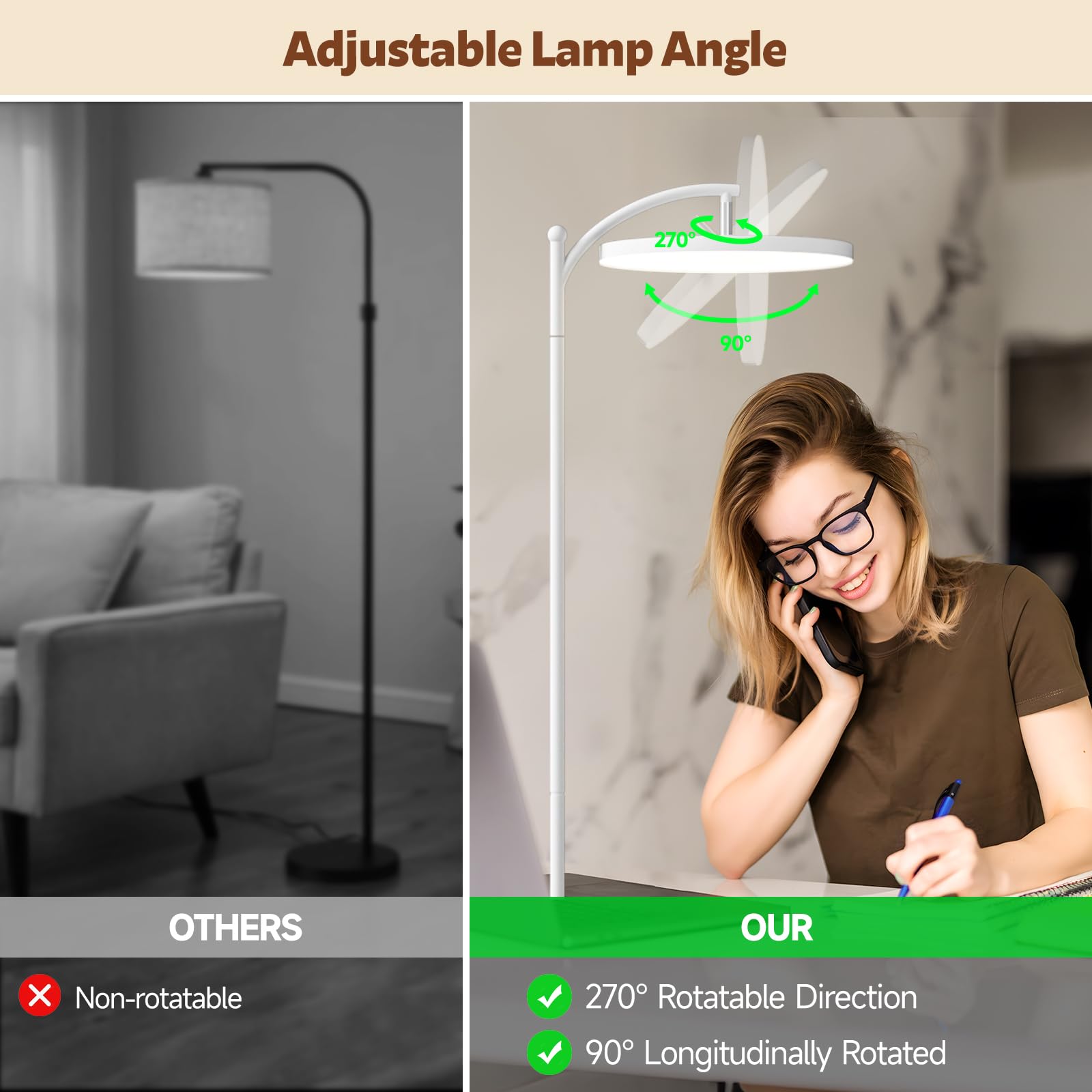 Aisutha Led Floor Lamp, 32W/3000Lm Super Bright Arc Floor Lamp, 3000K-6000K Stepless Dimming, Standing Tall Lamp With Remote Con