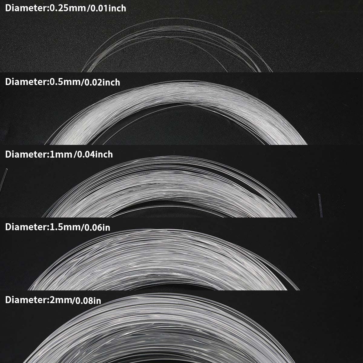 Azimom 50M End Glow Fiber Optic Cable Roll, 2Mm Pmma For Star Ceiling Led Lighting