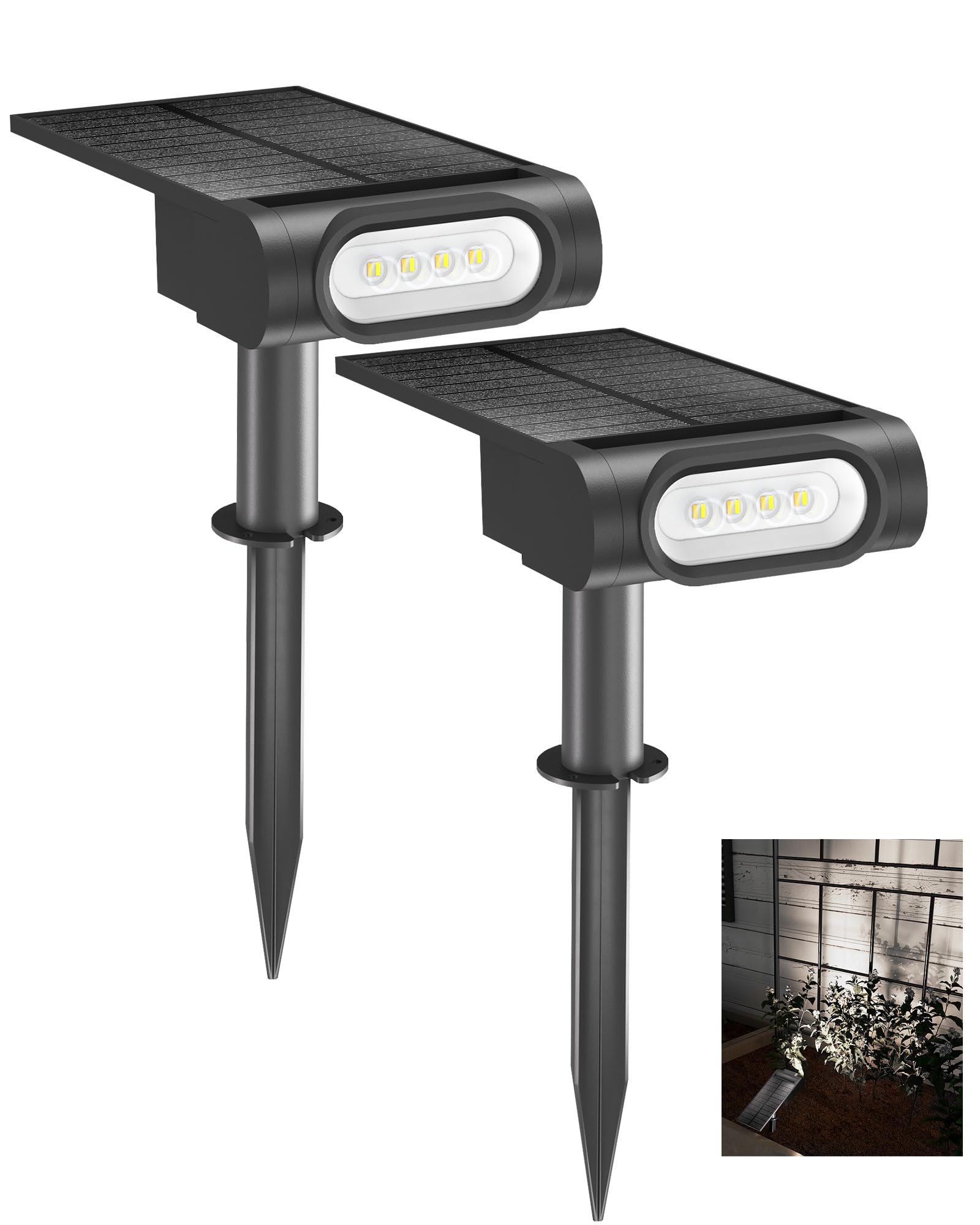 Ezvalo Solar Spot Lights Outdoor Waterproof Ip67  3 Lighting Modes Landscape Spotlights  Efficient King-Size Leds  Solar Powered For Garden Yard Pathway (2Pack-Cool White)