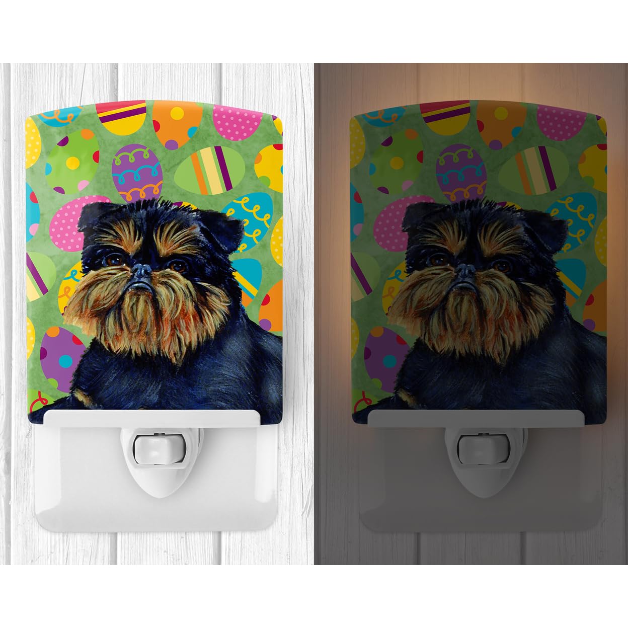 Carolines Treasures Ceramic Night Light, LH9433CNL, 6x4x3in, Multicolor, Brussels Griffon Design, UL-Certified for Bedroom, Bathroom, Nursery