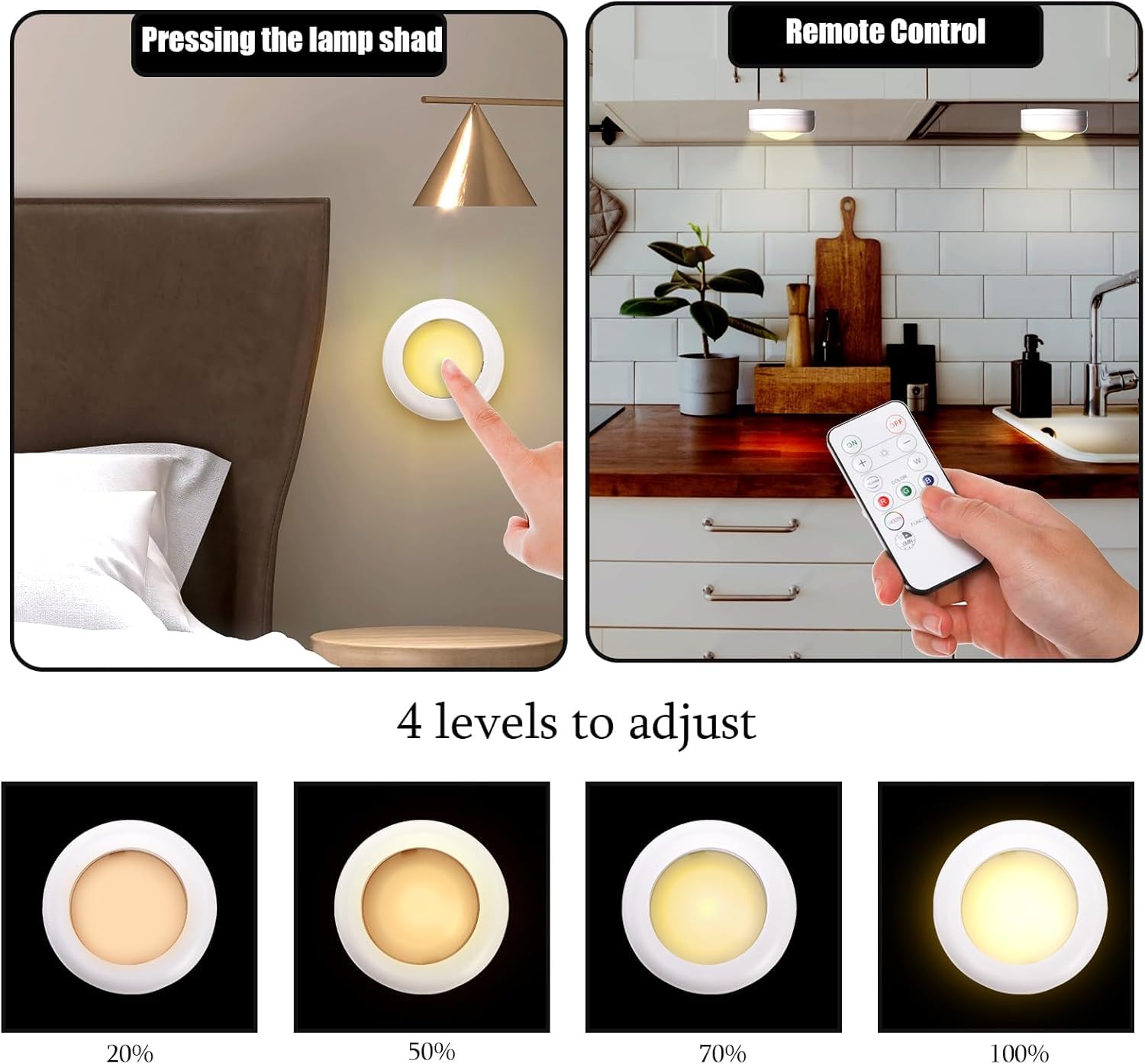 Hbaushun Led Puck Lights 6 Pack,16 Color Changeable Wireless Led Cabinet Lights,Battery Operated Night Light With Dimmer & Timme