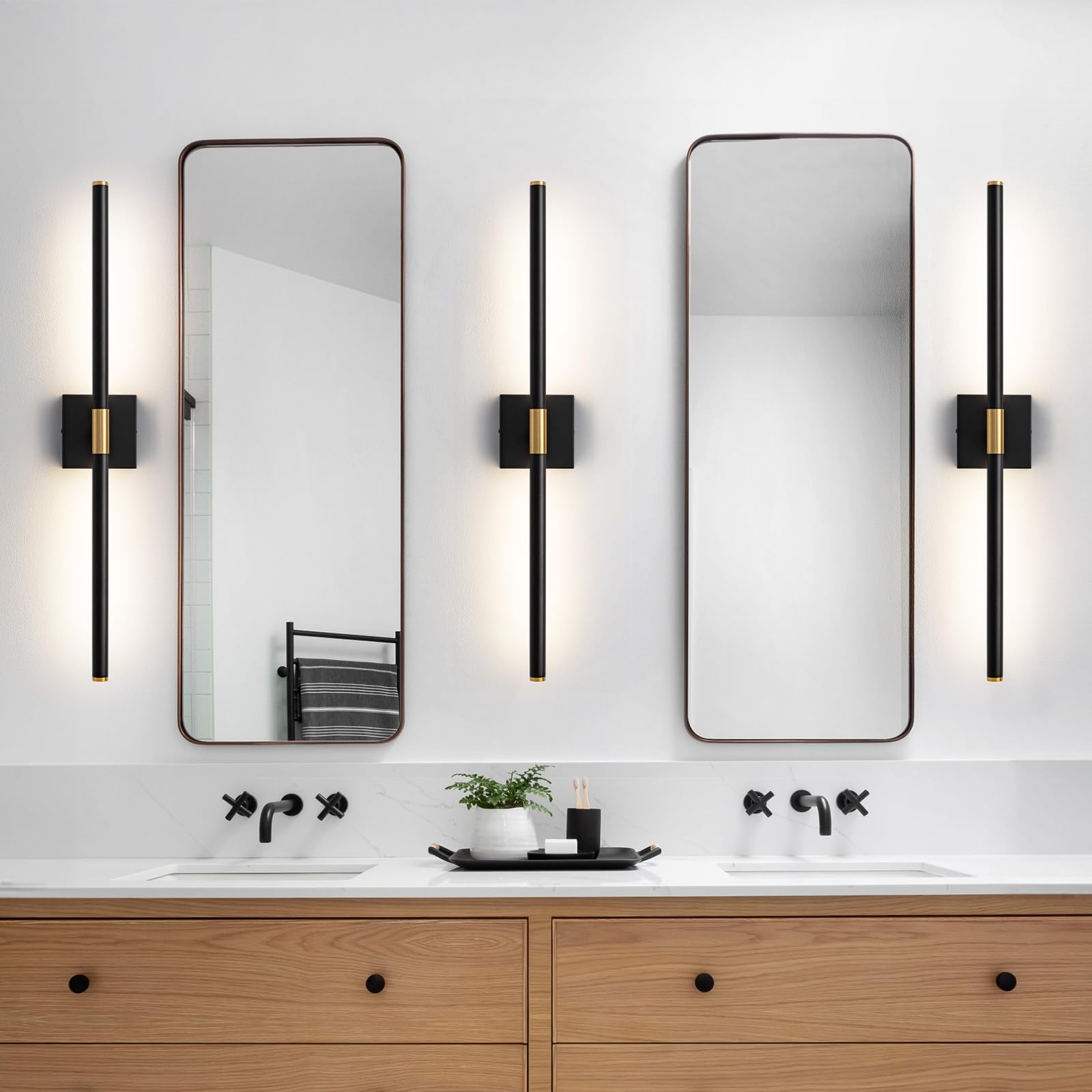 Faziyo Sand Nickel 30 Inch Vanity Light For Bathroom Over Mirror Led Vanity Lights Fixtures 4000K Morden Bathroom Sconce Picture