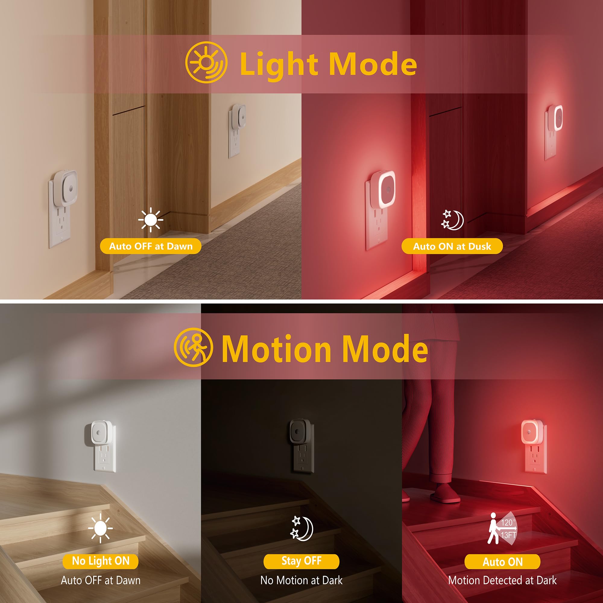 YUNLEX 2 Pack Plug in Dimmable Red Night Light - Thumbnail 2