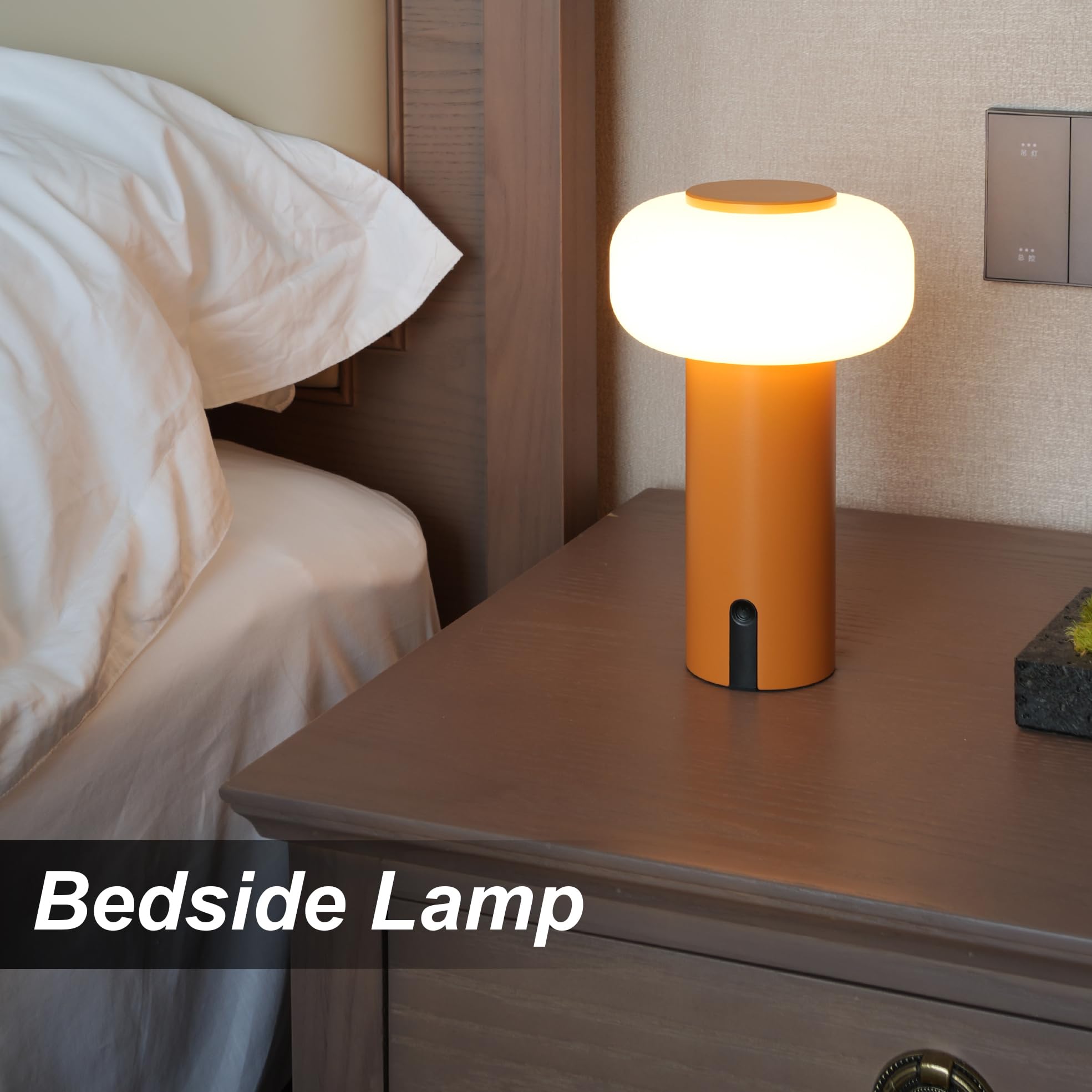 WEILAILUX Waterproof Cordless Shower Lamp, Rechargeable Touch Dimmable Night Light, Orange, Model WL-3690