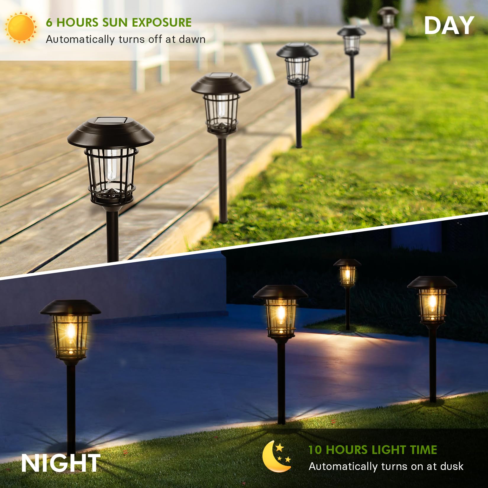 Grand patio Solar Outdoor Lights, 5 Pack, Glass Metal Pathway Lights, Waterproof, Slate Gray, Model Ri-572.0002.000.001-FM