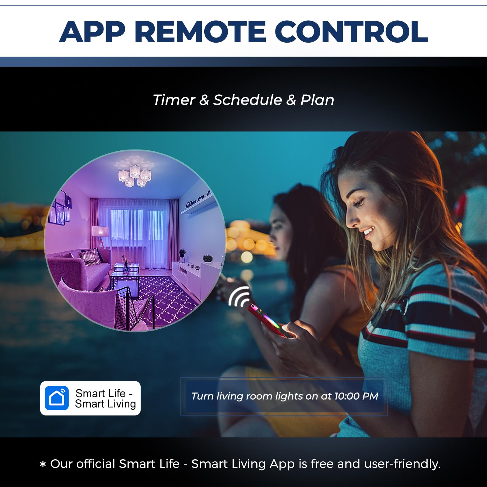 Lightinginside E12 Smart Light Bulbs, 50W Equivalent, RGBCW, 4 Count, G16.5, Works with Alexa/Google Home, ETL Listed