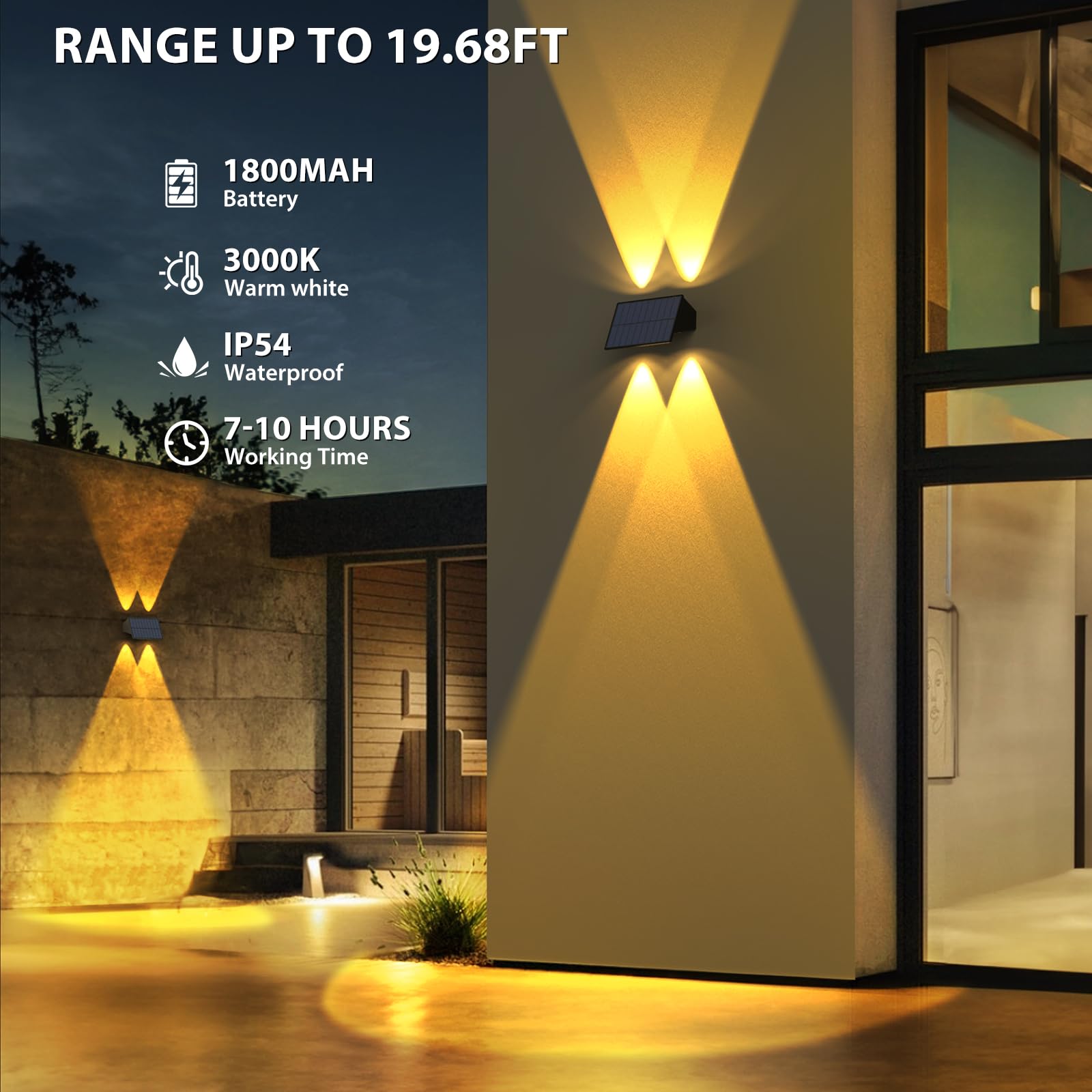 Ugdluck Solar Outdoor Lights, 6Pack Solar Wall Lights Outdoor Up And Down Waterproof Ip54 Super Bright Solar Fence Light For Yar