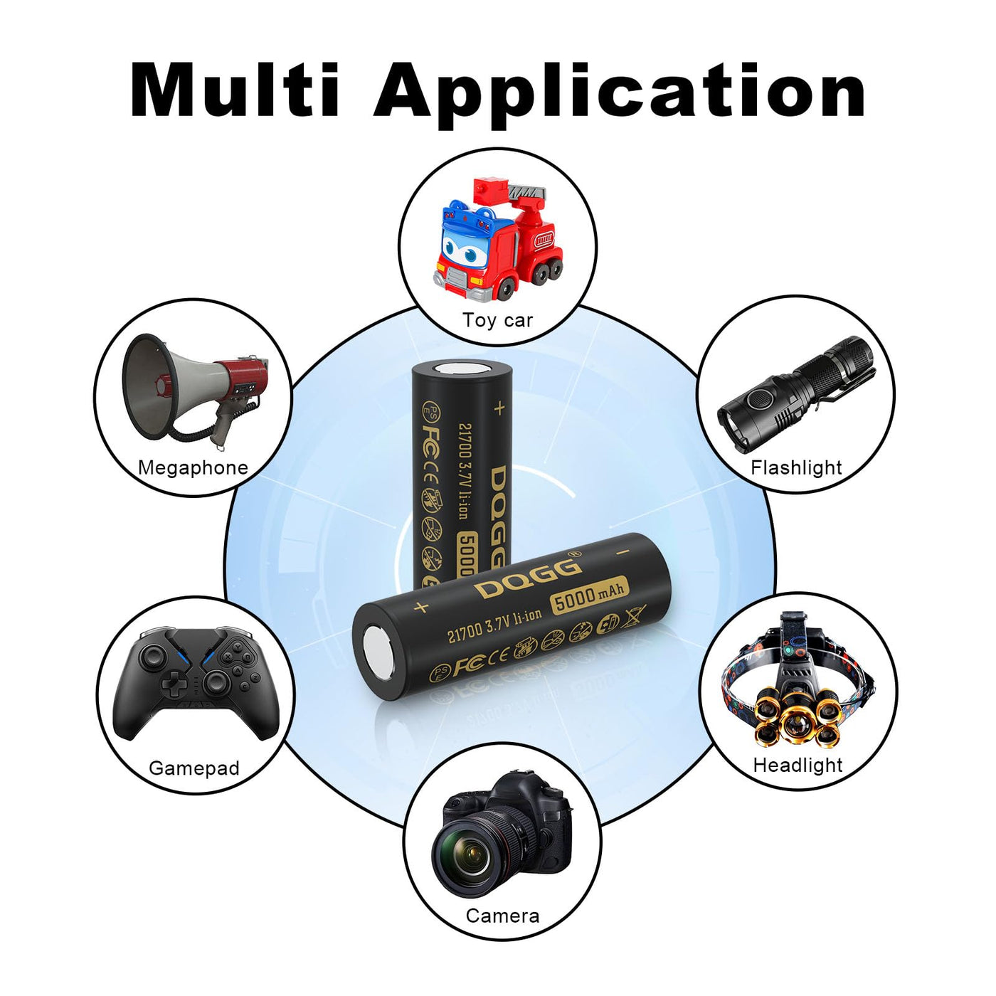 DQGG 3.7 Volt 21700 Rechargeable Battery 5000mAh Battery 2 Pack Large Capacity Batteries for LED Flashlight, Headlamps, etc Lightsdaddy DQGG 3.7 Volt 21700 Rechargeable Battery 5000mAh Battery 2 Pack Large Capacity Batteries for LED Flashlight, Headlamps, etc Lightsdaddy