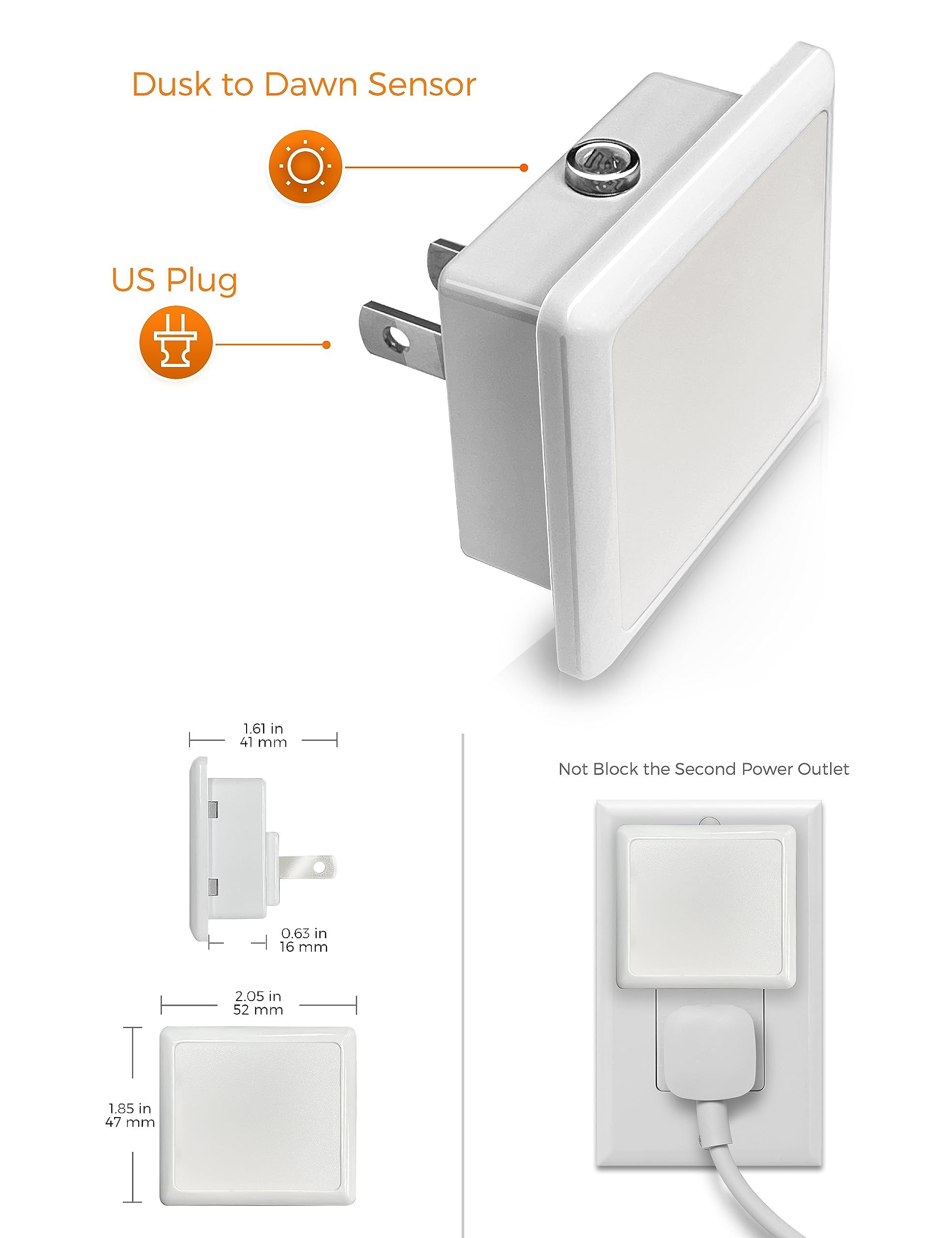 L Lohas Led Night Lights Plug Into Wall,[6-Pack] Plug In Night Light,Dusk To Dawn Sensor, 1800K Amber Light,0.3W Bright Nightlight Auto-On/Off For Adults Bedroom Bathroom Hallway Kitchen
