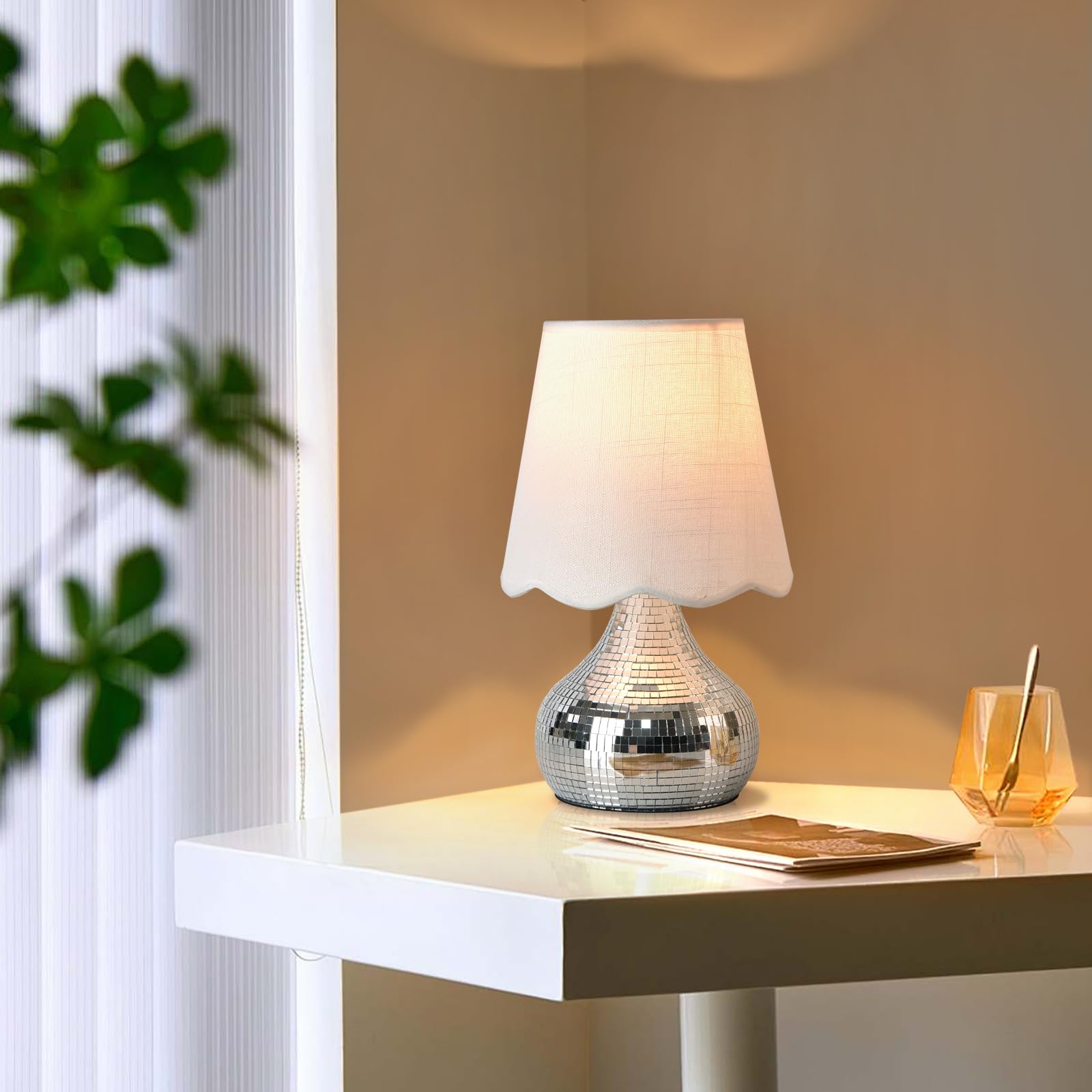 Rechargeable Cordless Small Funky Table Lamp, Battery Operated Remote Control Disco Mini Table Lamps for Bedroom Nightstand, Fun