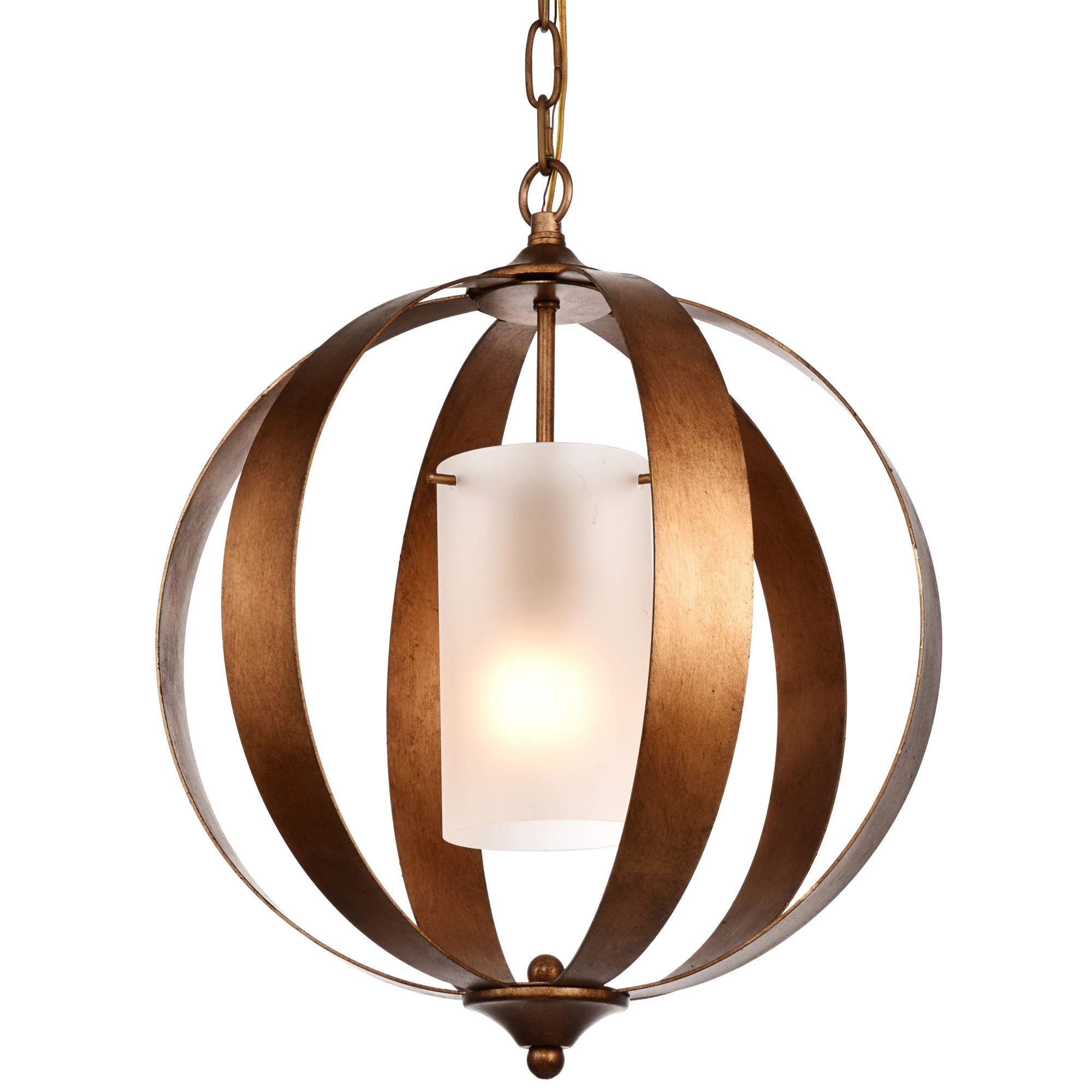 Elegant Lighting LD6012D15 Marion Single Light 15'' Wide Pendant with a Glass Sha  Vintage Gold