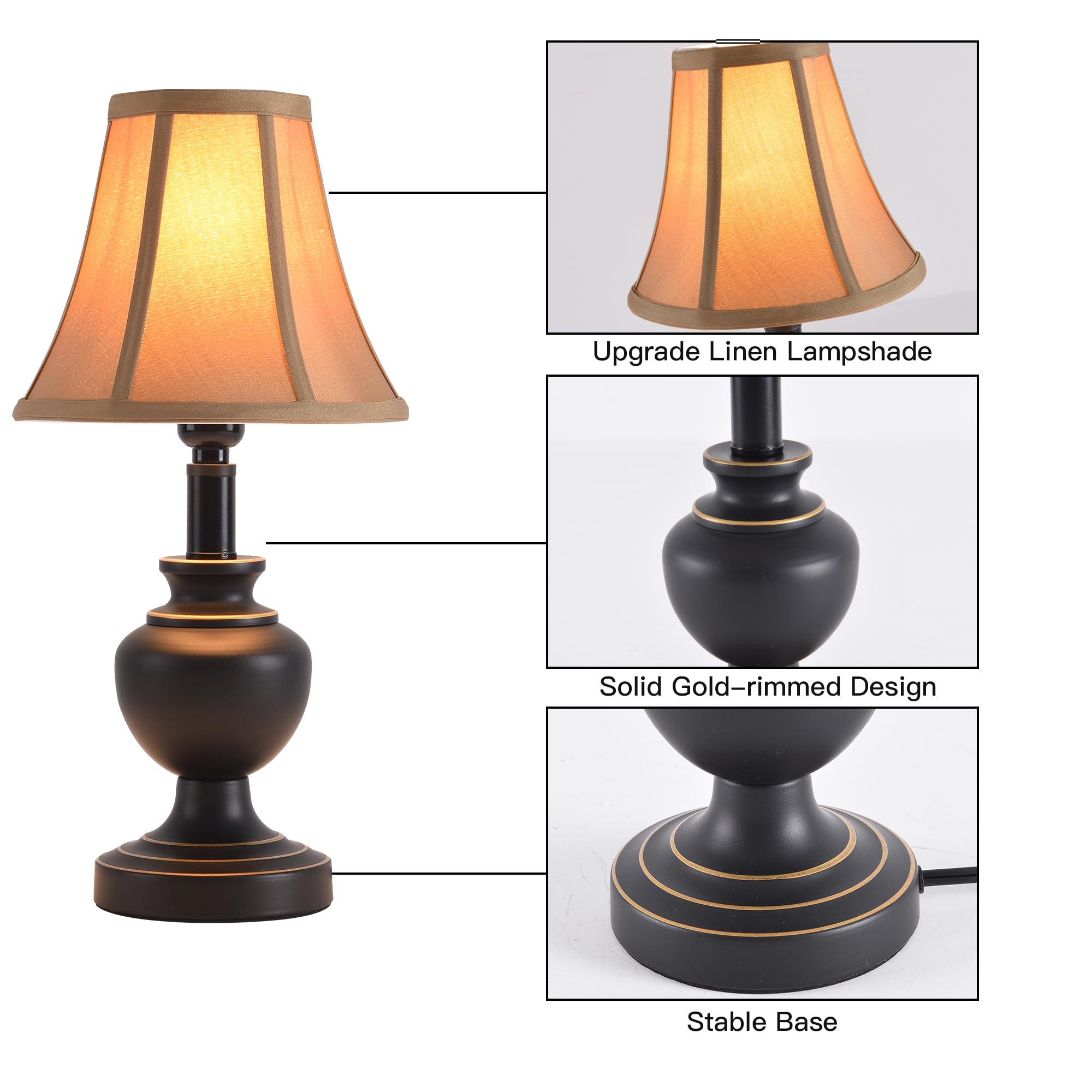 Smeike Traditional Table Lamp, Desk Lamp For Living Room With Fabric Shade, Vintage Bedside Lamp Bronze Brown Finish For Bedroom