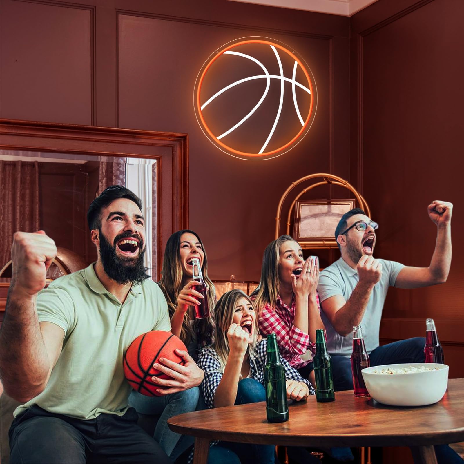 Basketball Neon Sign  12.6?12.6 Basketball Led Neon Light For Wall Decor  Powered By Usb Wall Decor Aesthetic For Room Bedroom Sports Decor Gift For Christmas Birthday