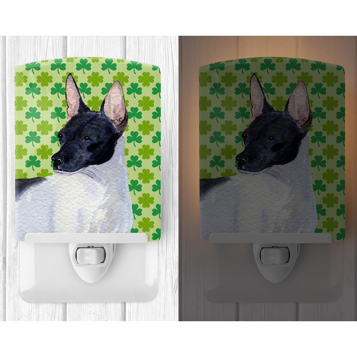 Carolines Treasures Ceramic Night Light, Rat Terrier Portrait, UL-Certified, 6x4x3in, Multicolor, Model SS4411CNL