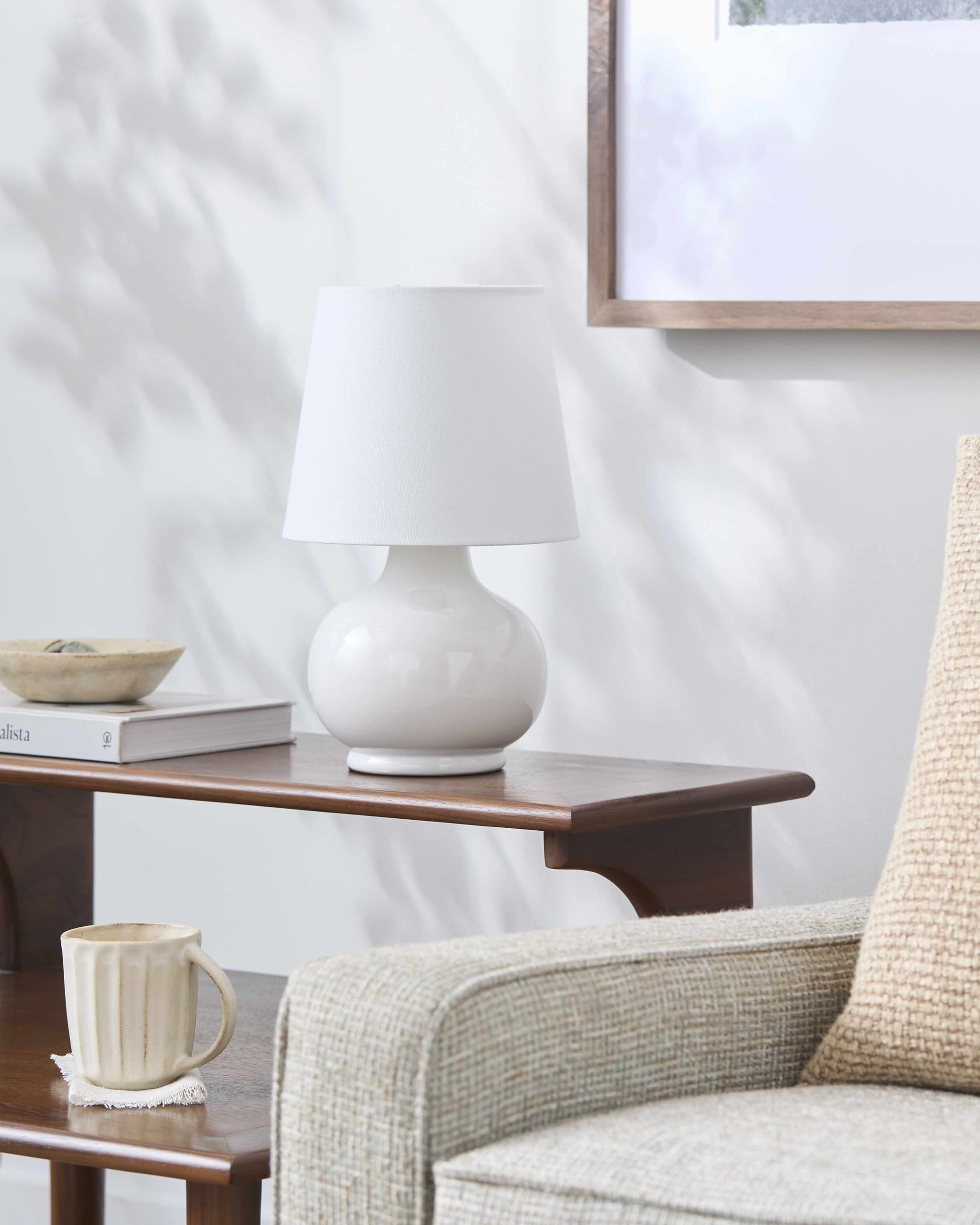BoutiqueRugs Theisseil Boho Ceramic Bedside Table Lamp 13inH x 8inW x 8inD - White - Model TXCHMC6
