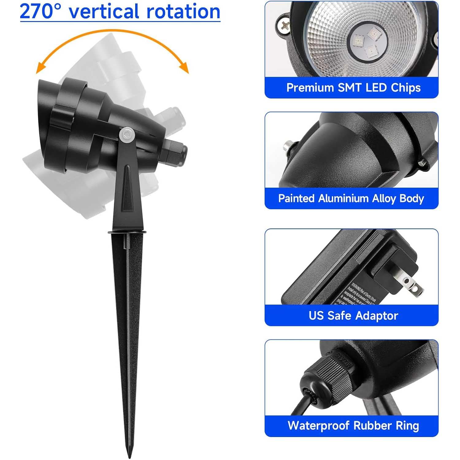 Yoosuml Spotlights With Timer Rgbw Colored Warm White Spot Lights, Outdoor 24W Landscape Lights Ip65 Waterproof Uplights With Sp