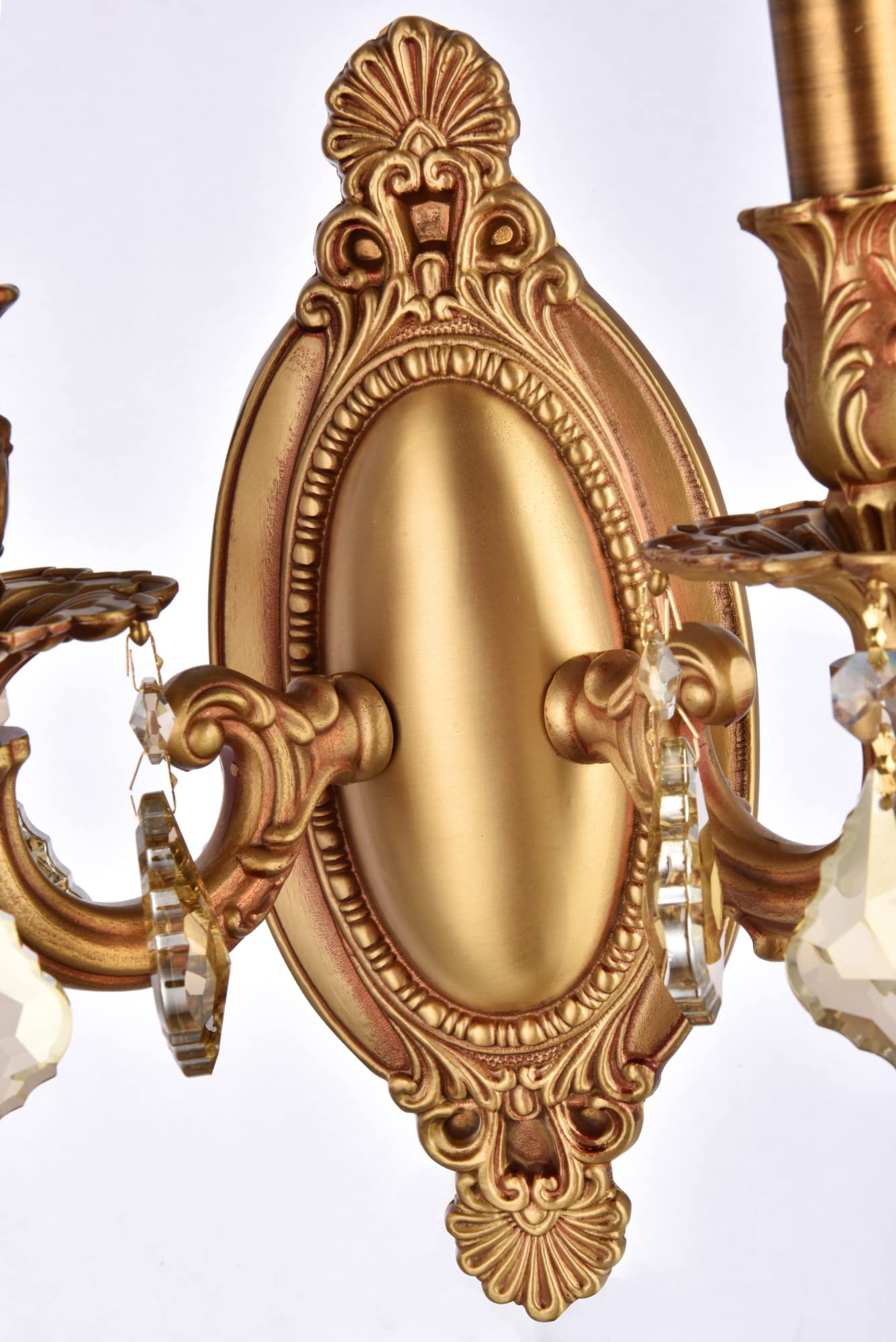 Elegant Lighting 2-Light Crystal Wall Sconce, French Gold Finish, Smoky Golden Teak Crystals, 5.5inL x 9inW x 10.5inH, Model 920