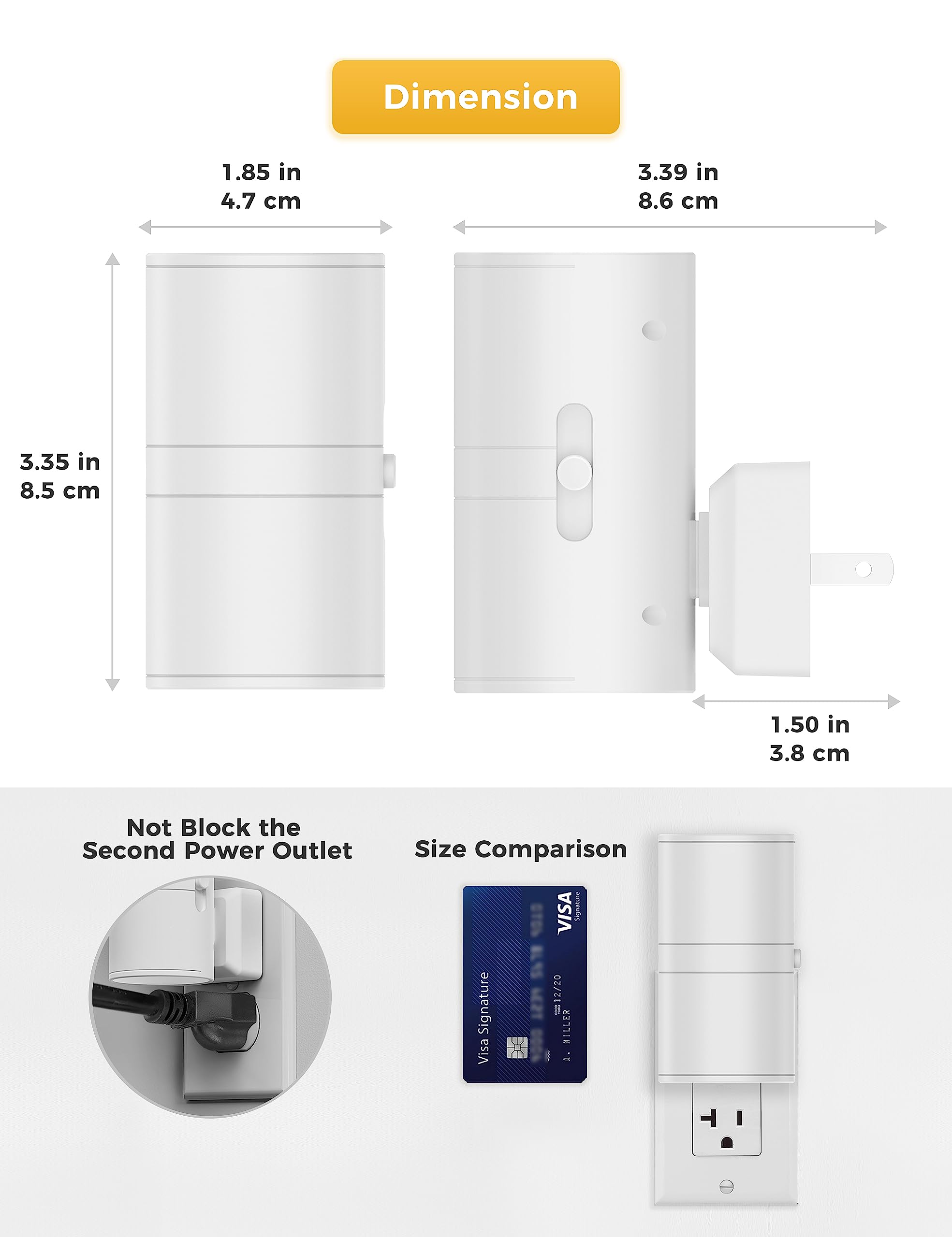 L LOHAS LED Night Light, Soft White 3000K, Dimmable, Light Sensor, 2 Pack, Model GY-063-02-WH-US-2, Plug-in for