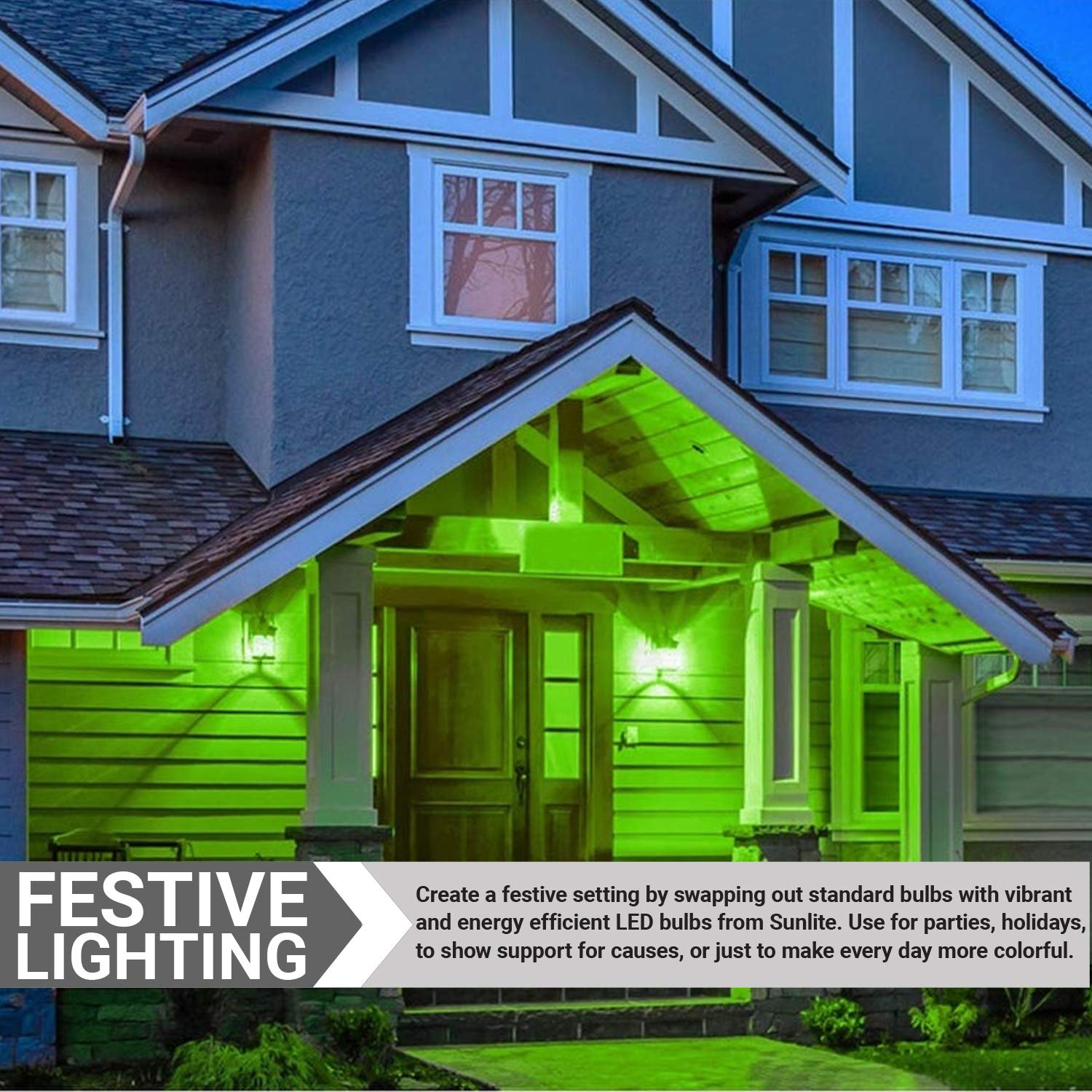 Sunlite 40469 Led A19 Colored Light Bulb  3 Watts (25W Equivalent)  E26 Medium Base  Non-Dimmable  Ul Listed  Party Decoration  Holiday Lighting  6 Count  Green
