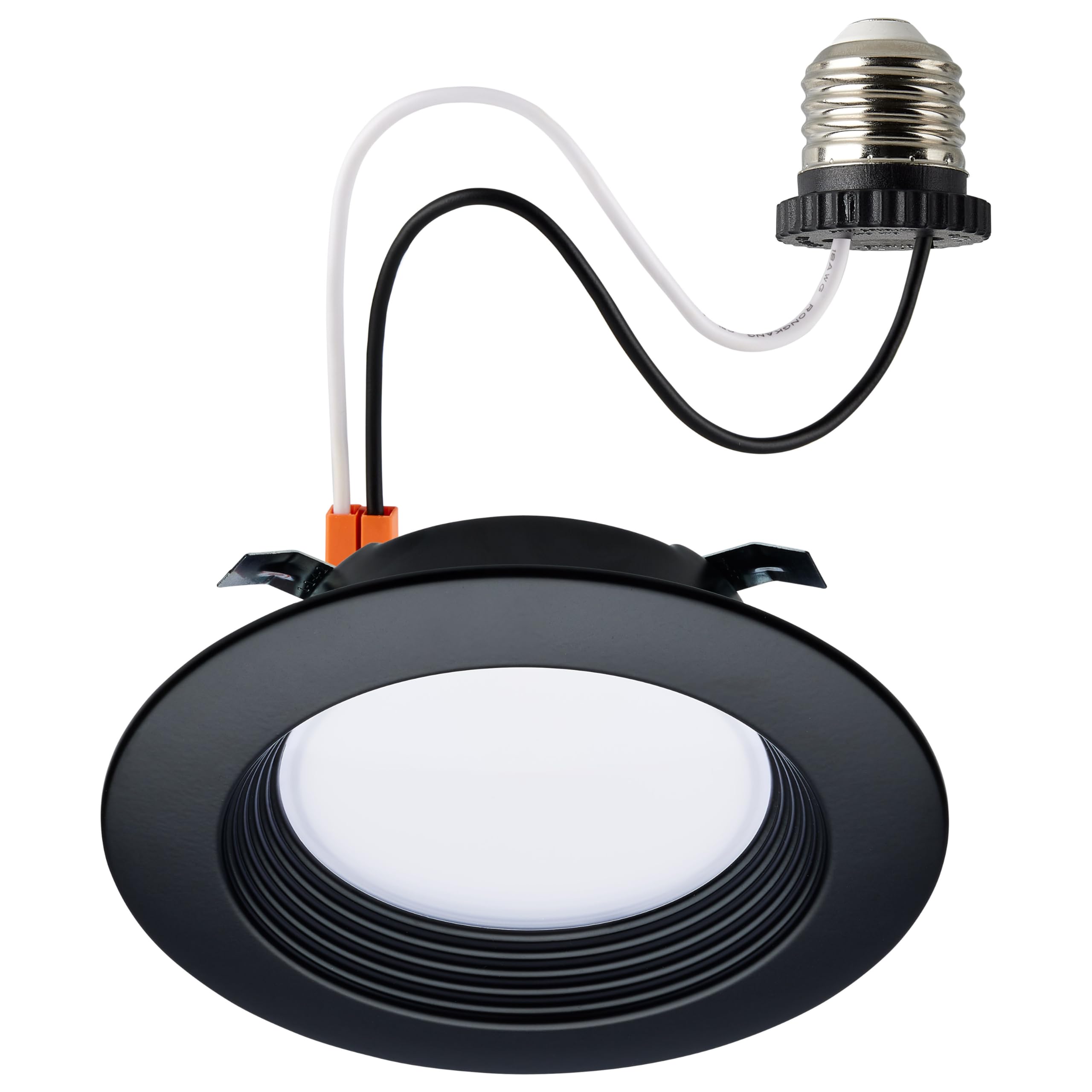 Satco S11832R1, 6.7 Watt; Dimmable LED Downlight Retrofit; 4 Inch; CCT Selectable Warm White to Natural Light; 120 Volts; Black 
